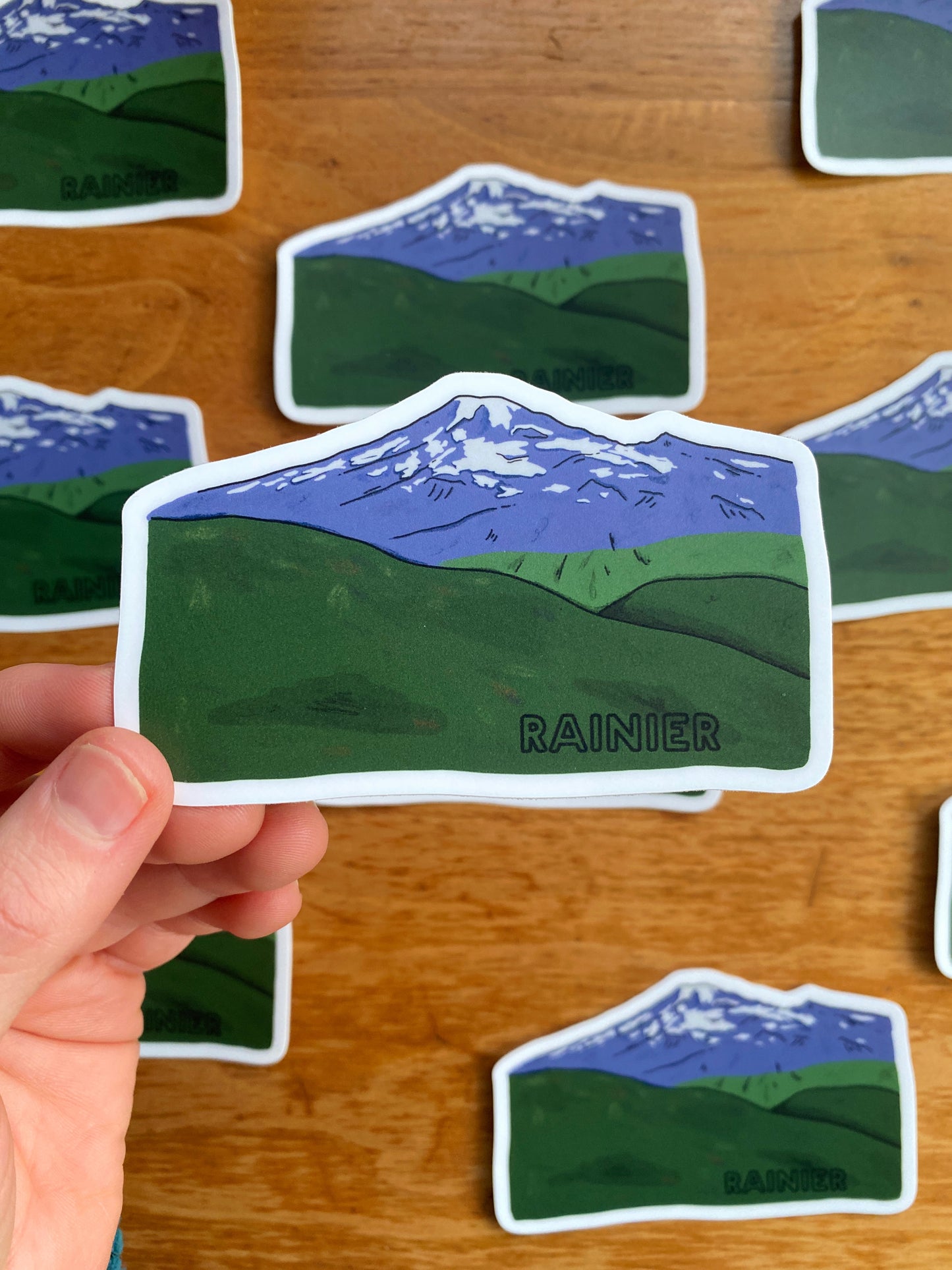 Mount Rainier National Park Illustrated Sticker | 3.75” x 2.5”