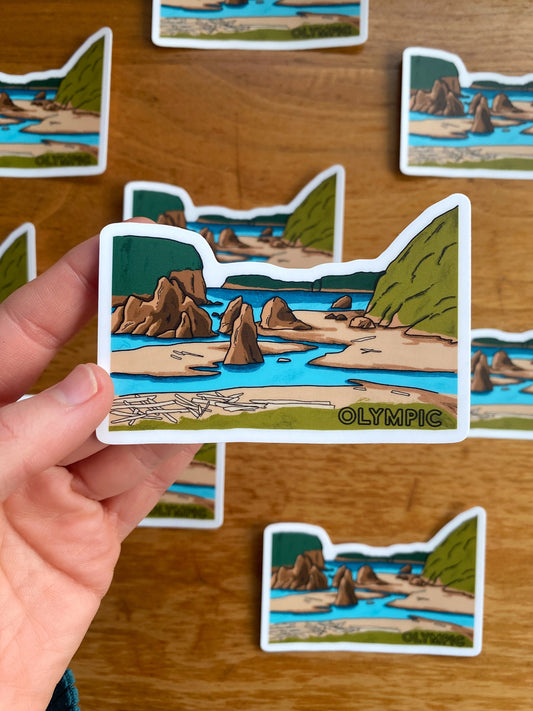 Olympic National Park Illustrated Sticker | 3.5” x 2.5”