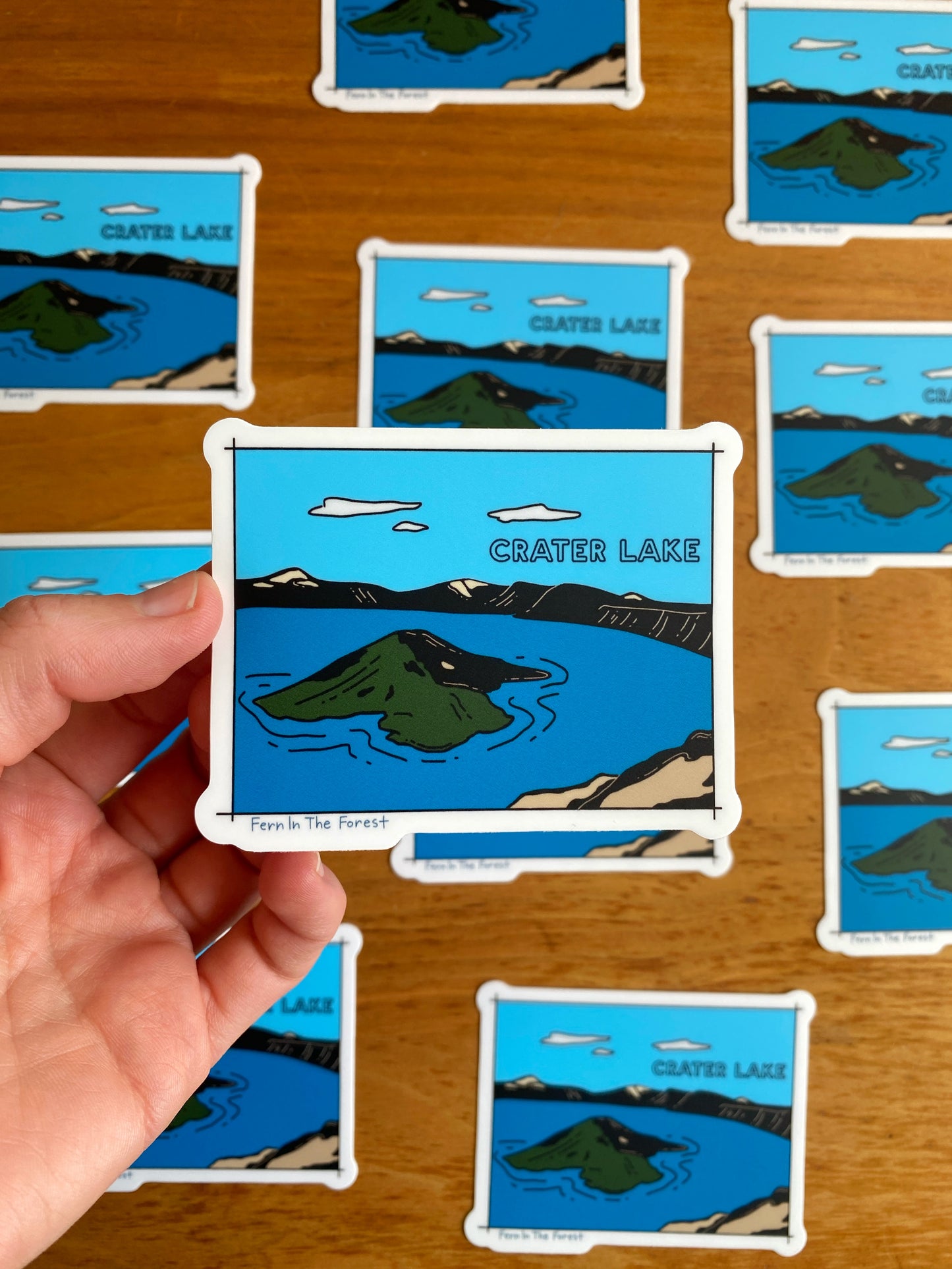 Crater Lake National Park Illustrated Sticker | 3.25” x 2.5"