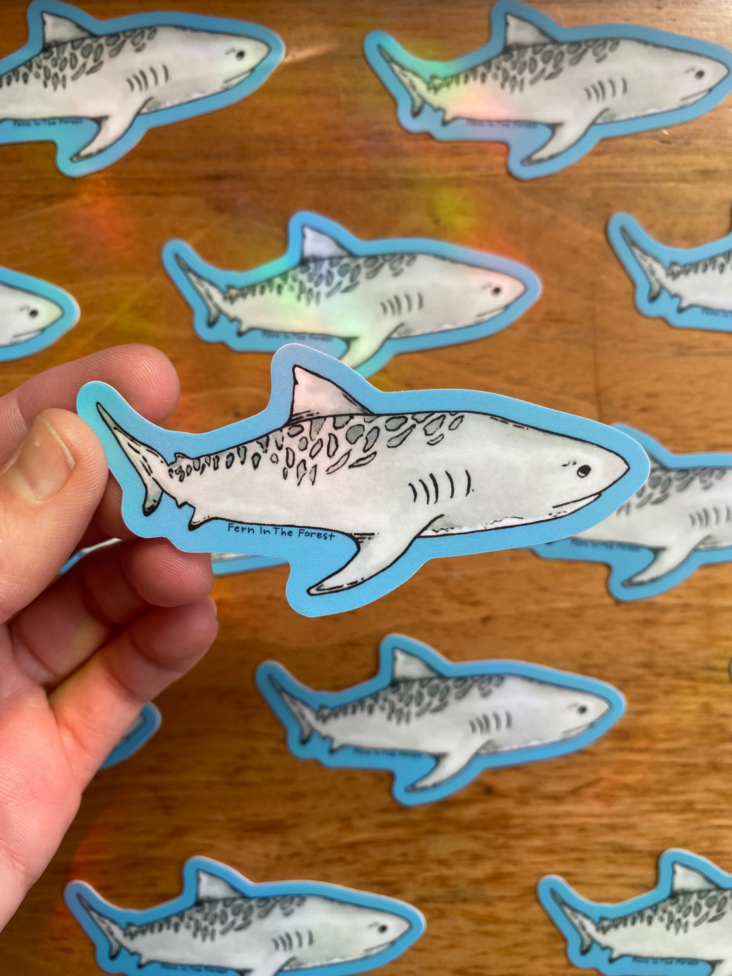Tiger Shark Watercolor Sticker | 3.25" x 1.5"