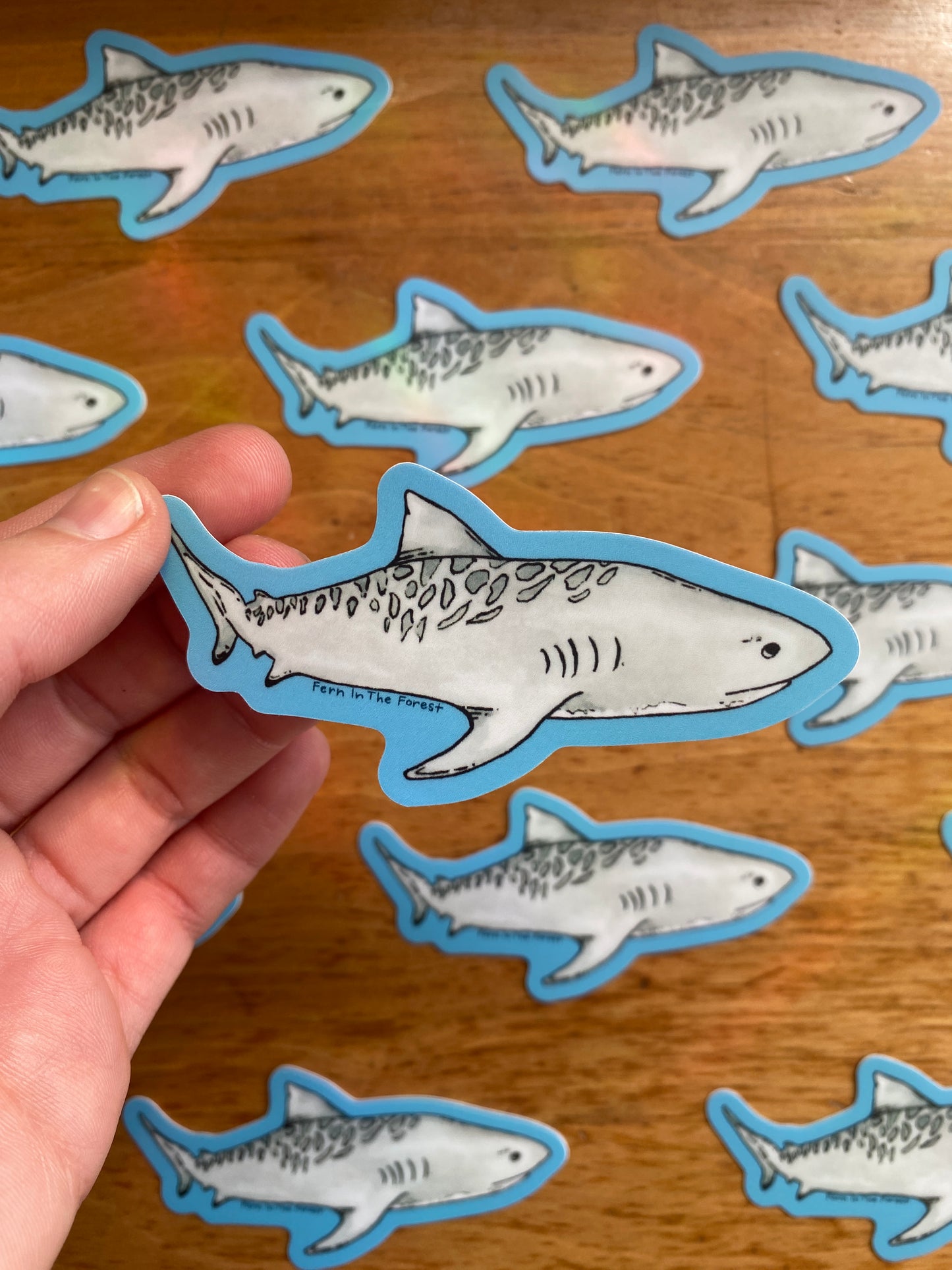 Tiger Shark Watercolor Sticker | 3.25" x 1.5"