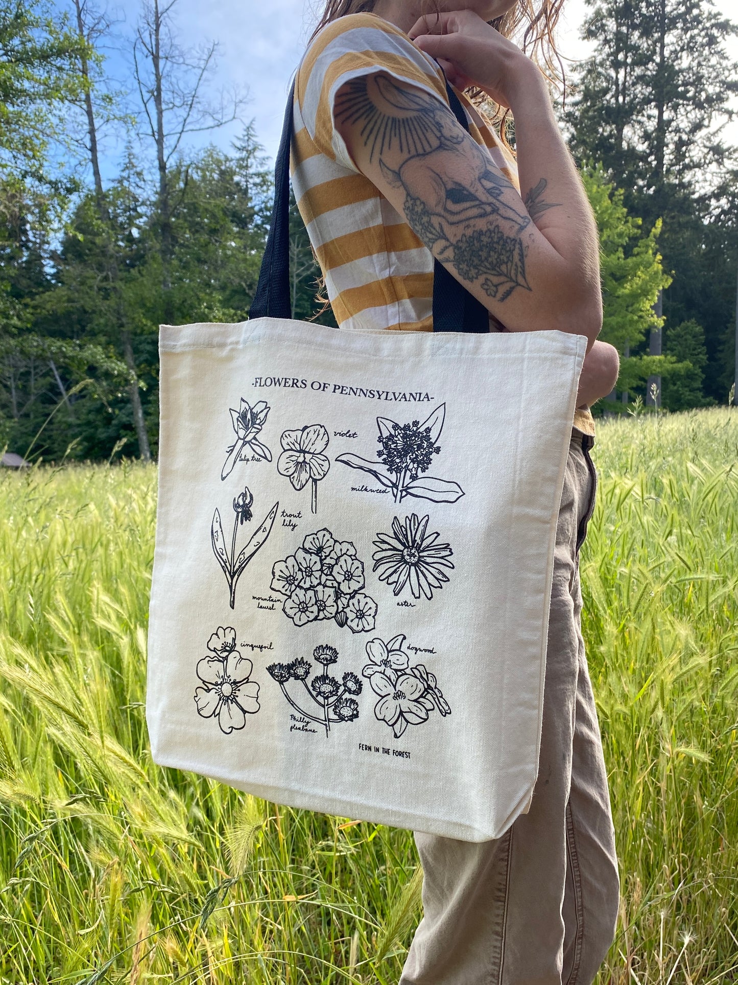 Wildflowers of Pennsylvania Screen Printed Cotton Tote Bag