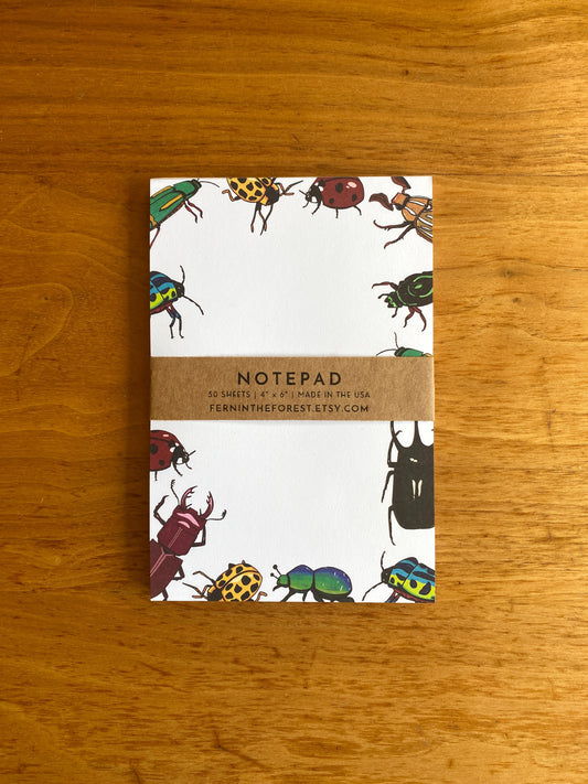 4" x 6" beetle notepad with blank pages