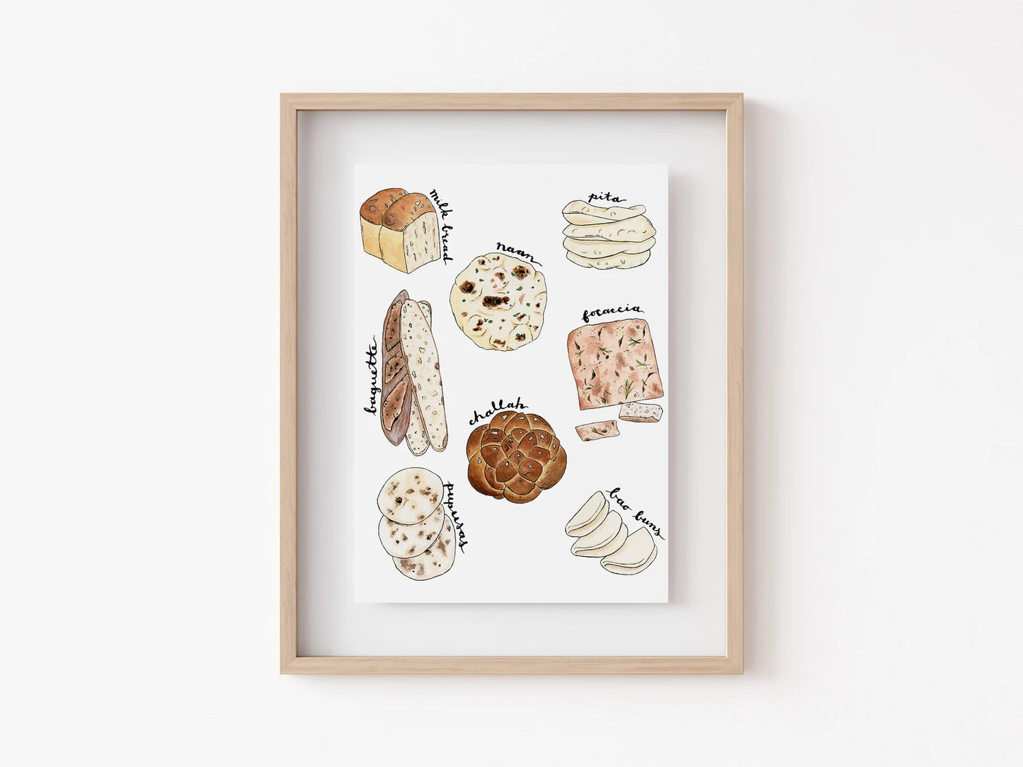 8" x 10" art print of a watercolor painting of bread!