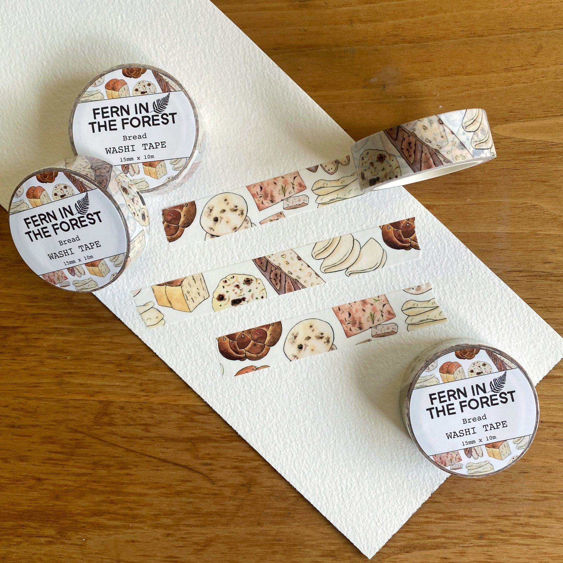 Washi tape with watercolor bread paintings.