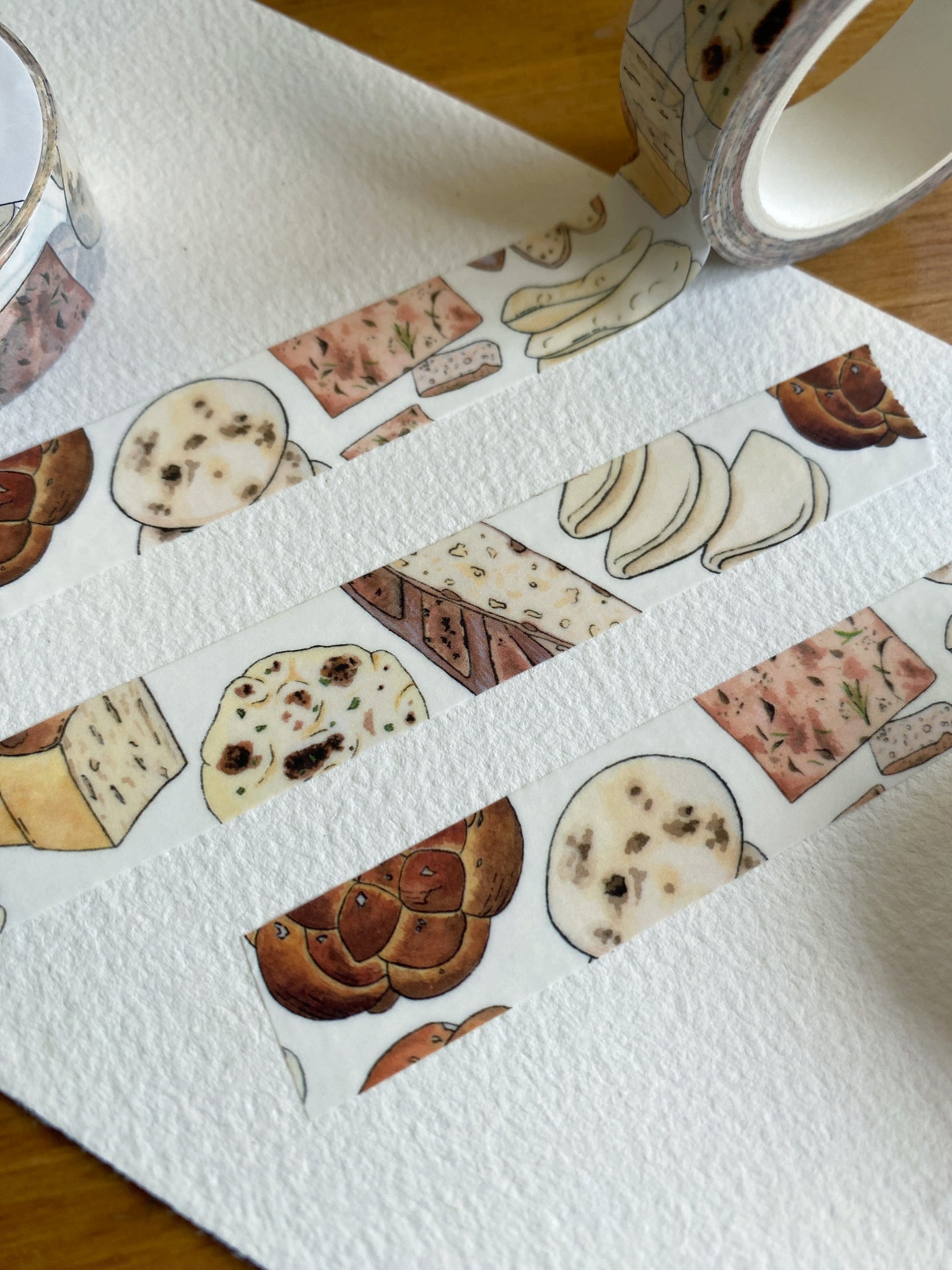 Washi tape with watercolor bread paintings.