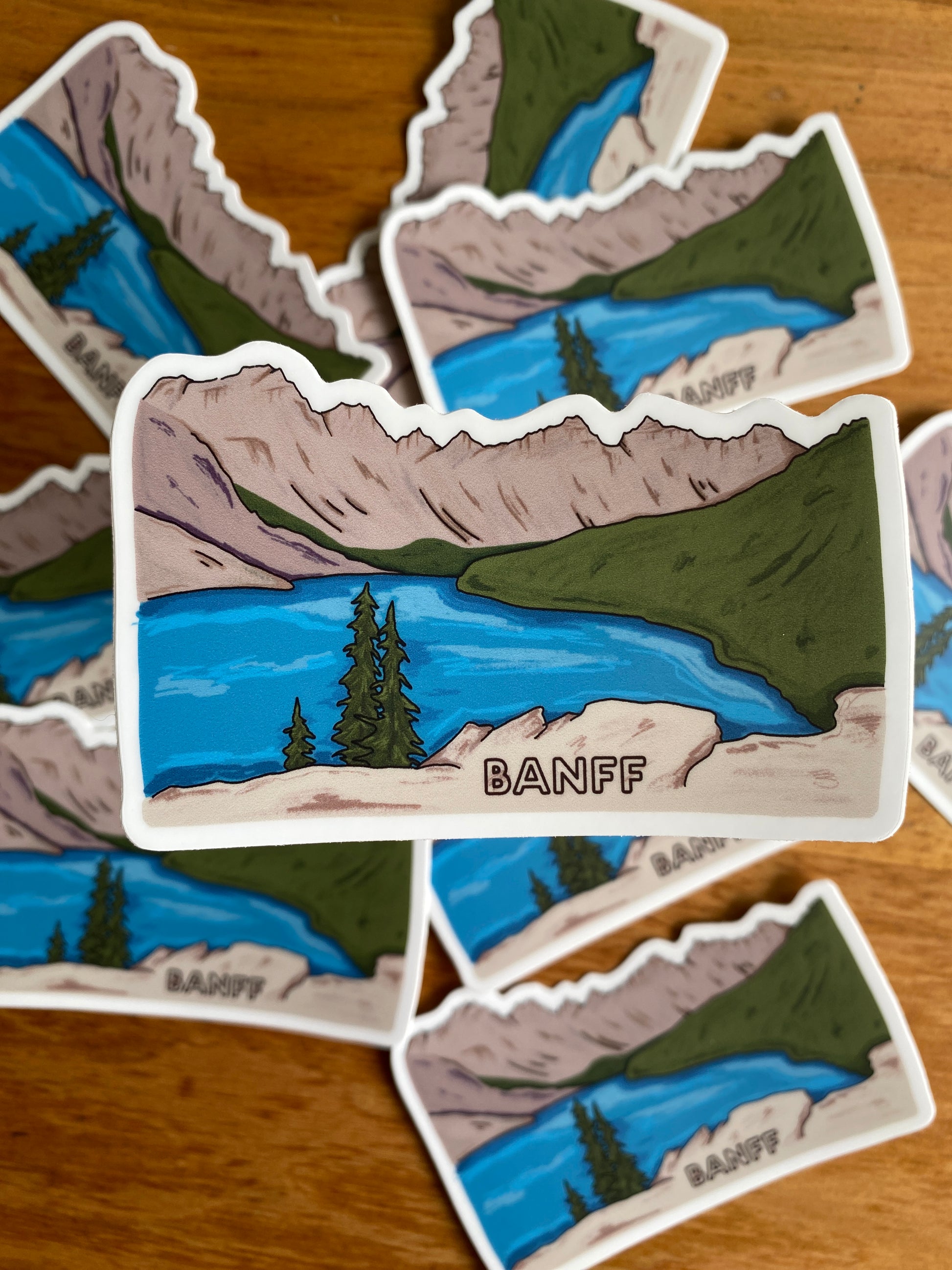 Vinyl waterproof sticker of Banff National Park.