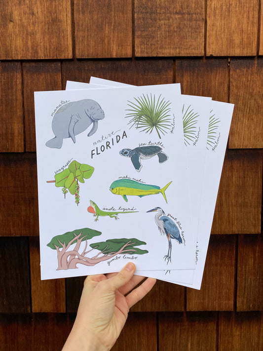 Native Florida State Art Print | 8" x 10"