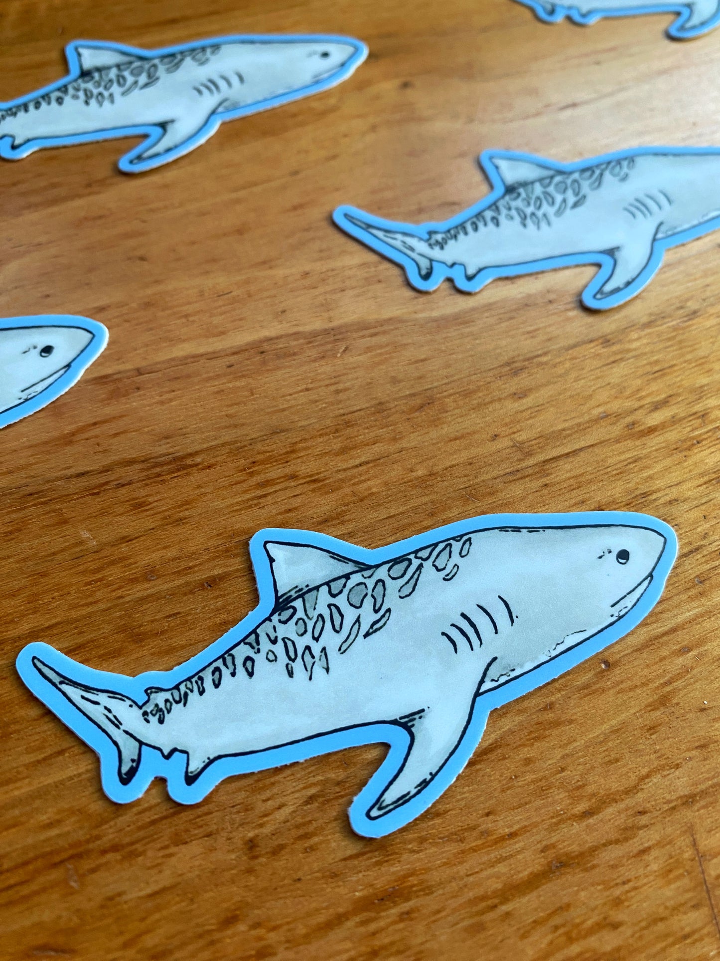 watercolor tiger shark waterproof sticker