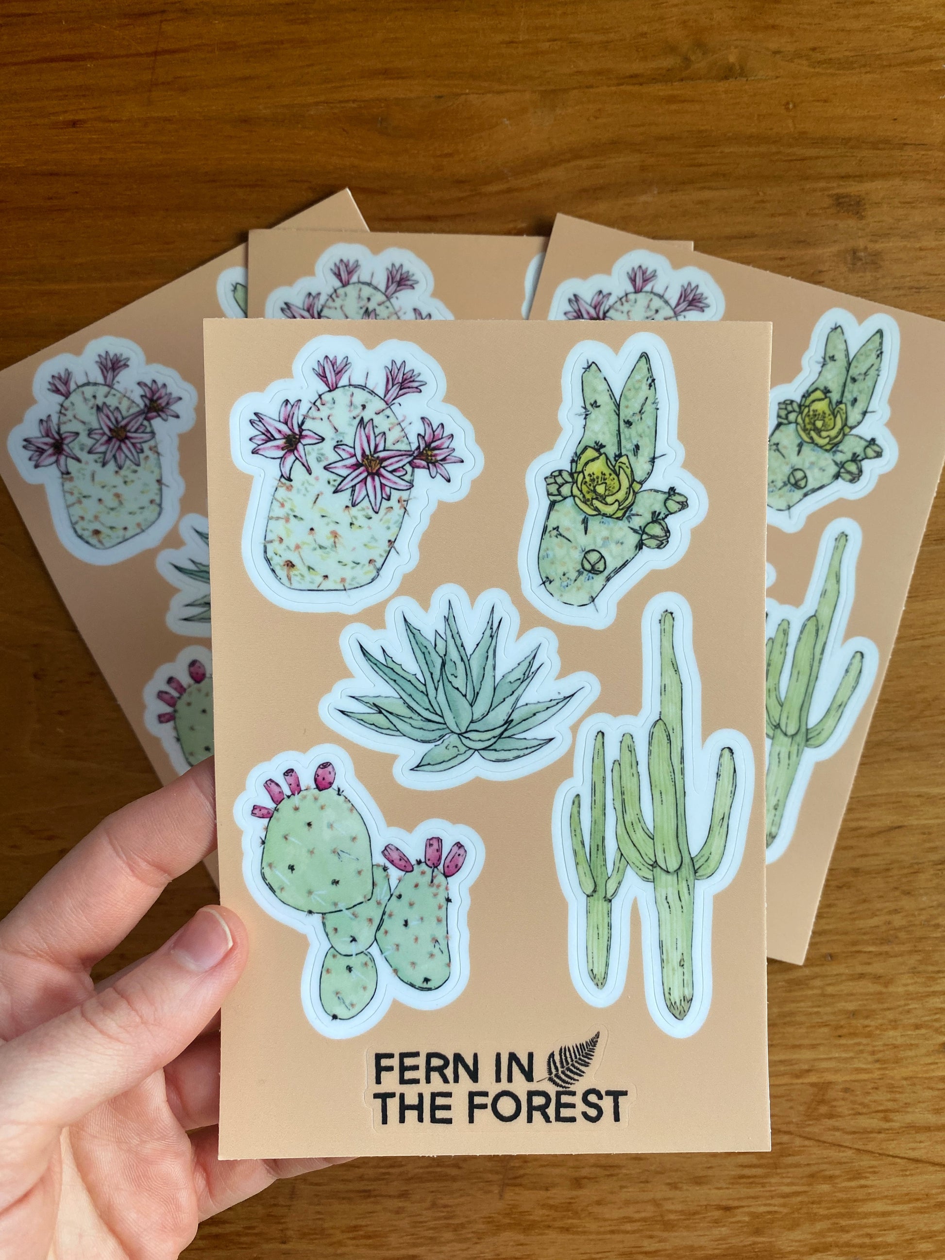 4" x 6" watercolor cactus sticker sheet.