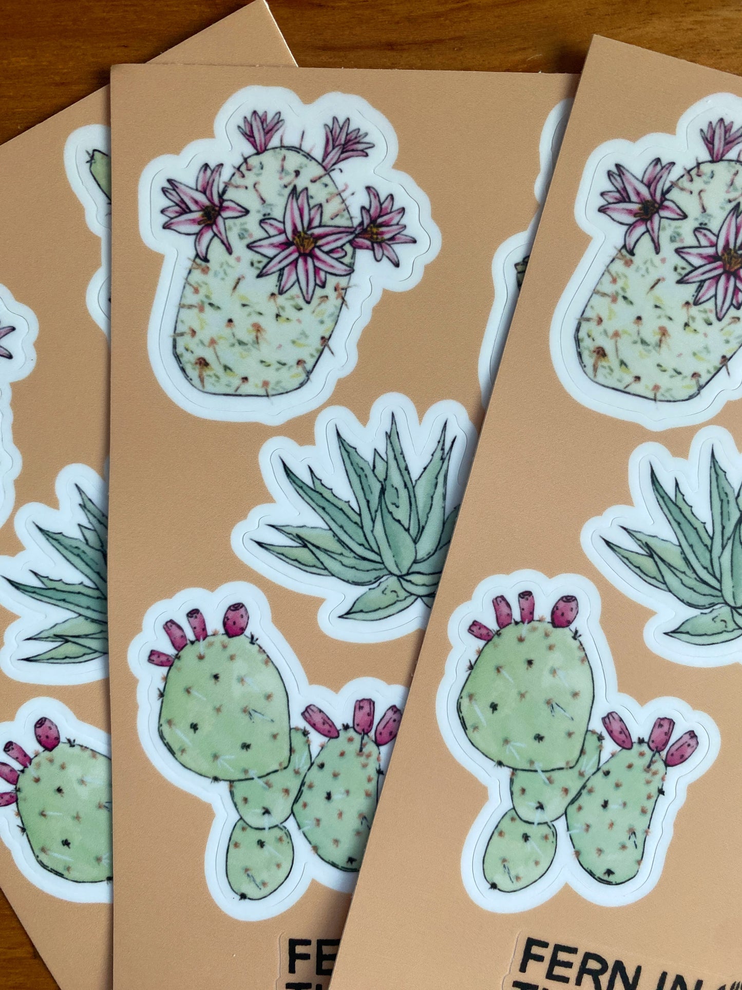 4" x 6" watercolor cactus sticker sheet.