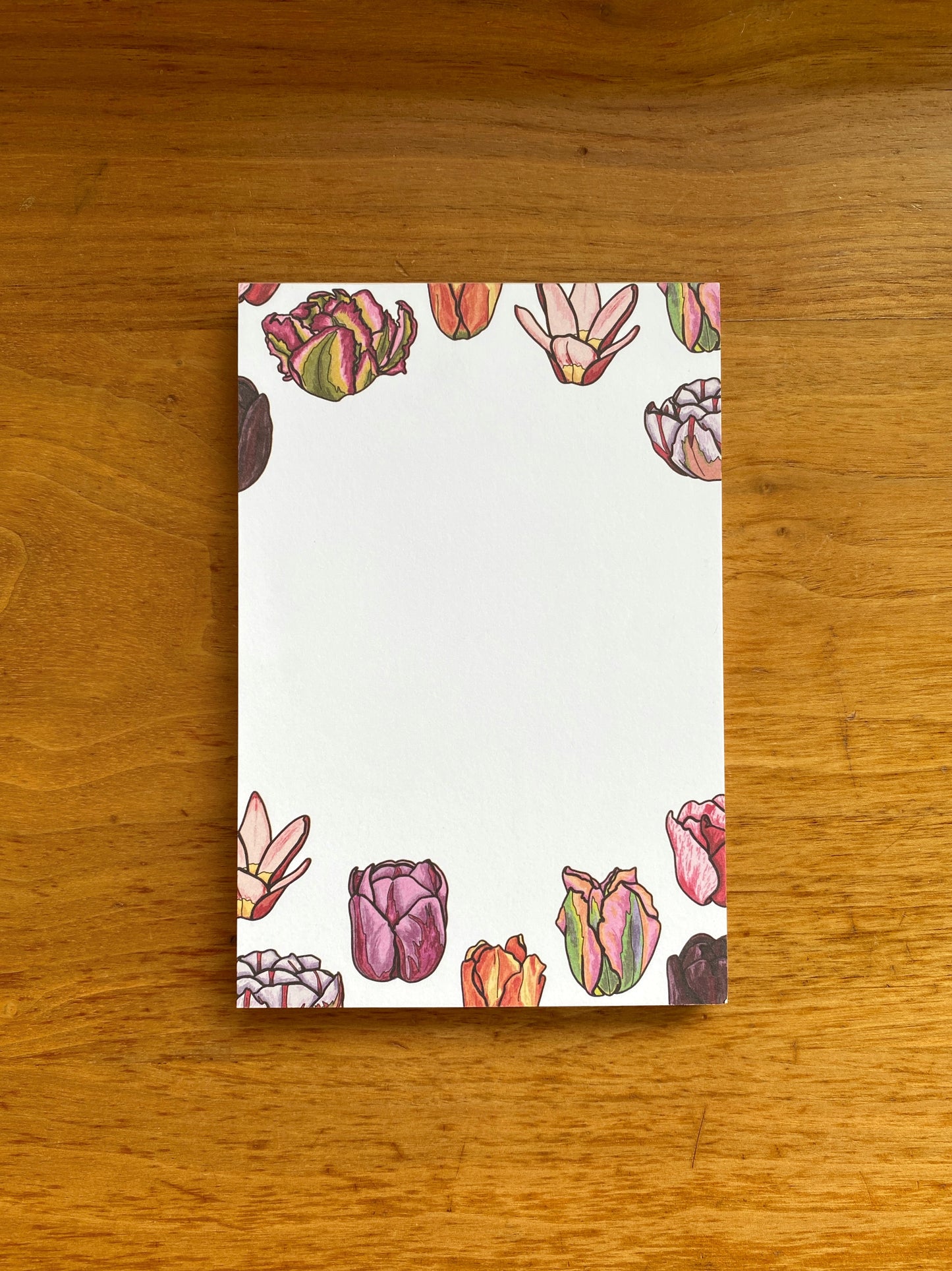 4" x 6" blank notepad with tulip flower drawings