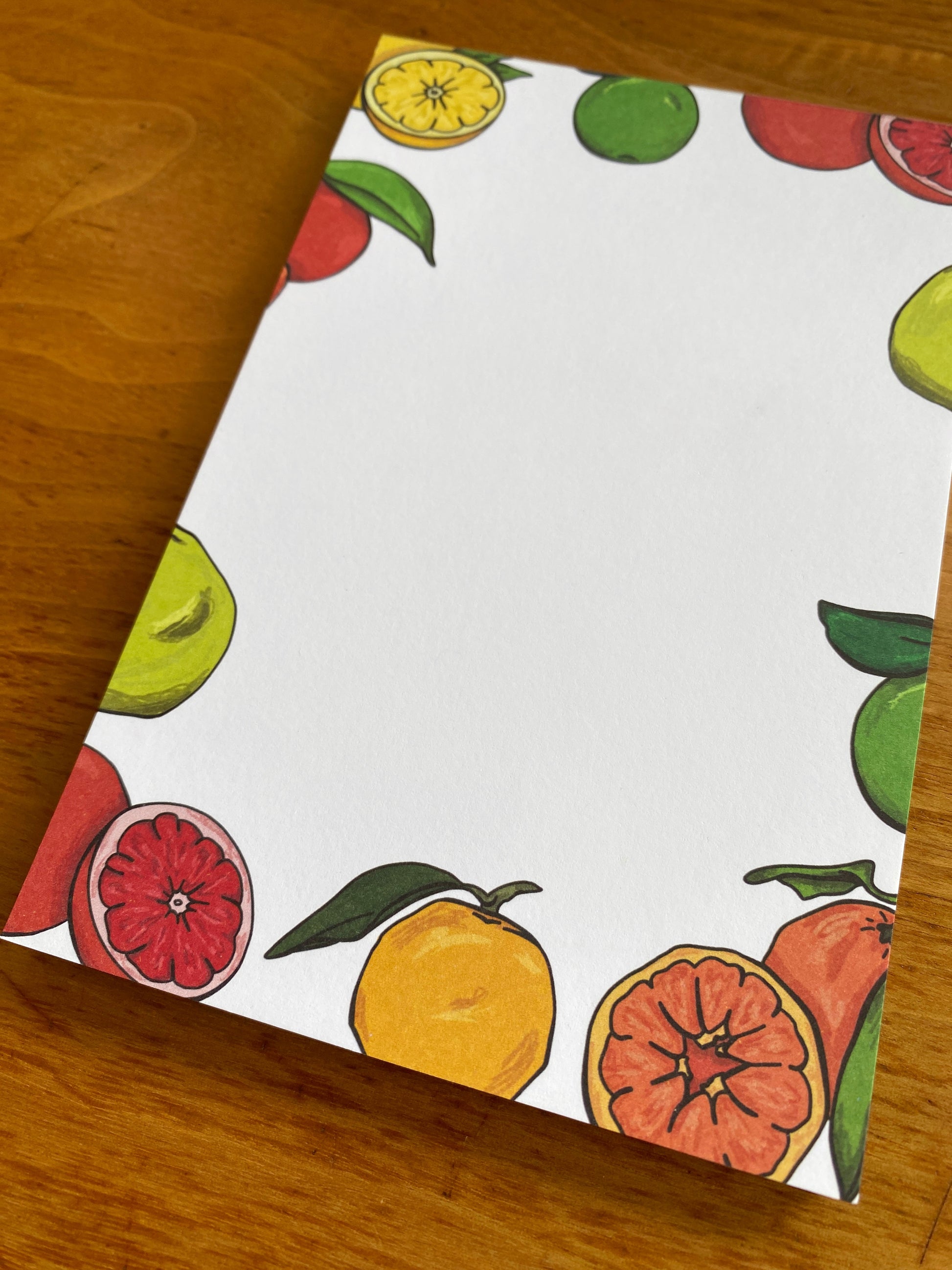 4" x 6" blank notepad with citrus illustrations.