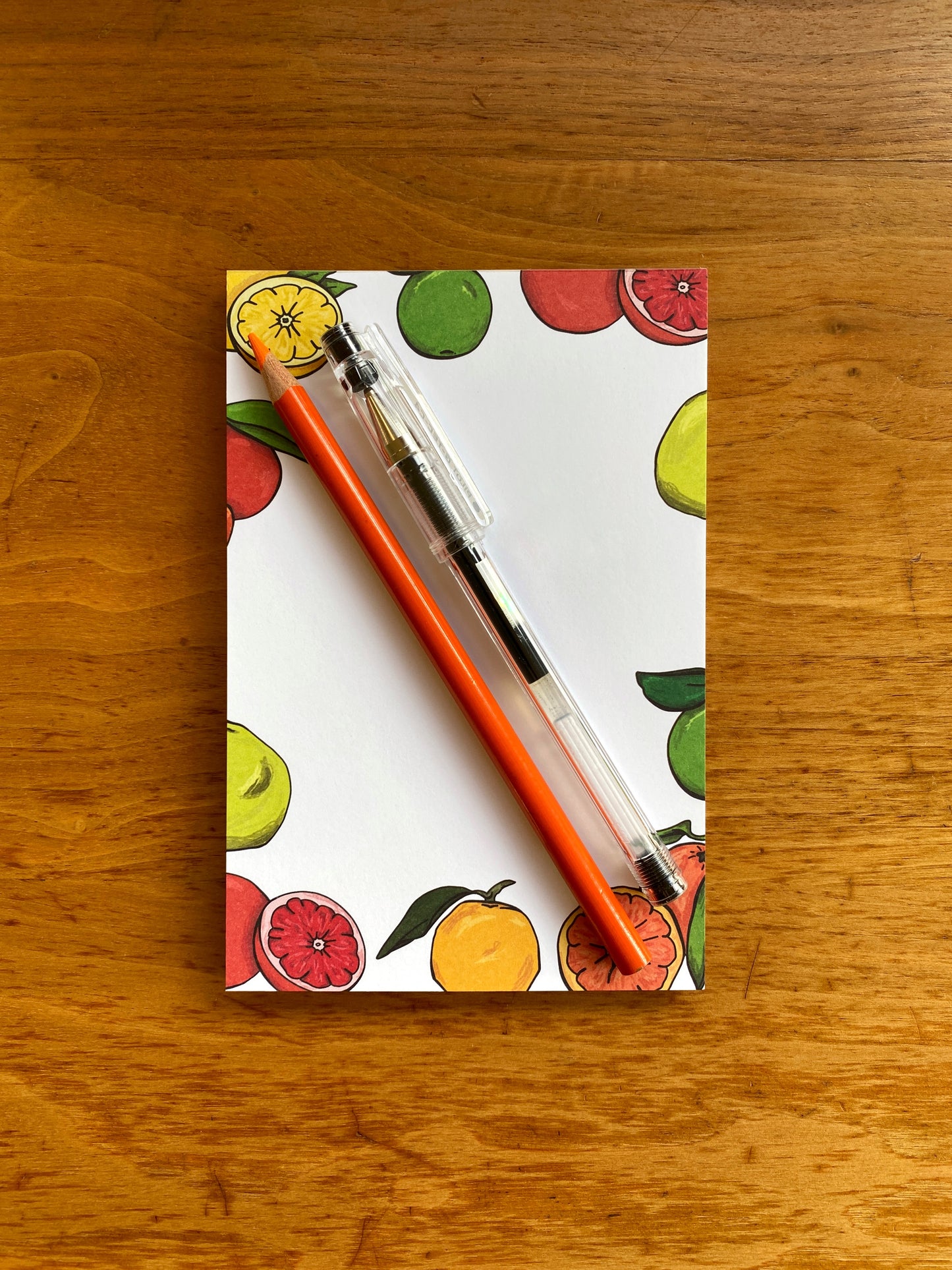 4" x 6" blank notepad with citrus illustrations.