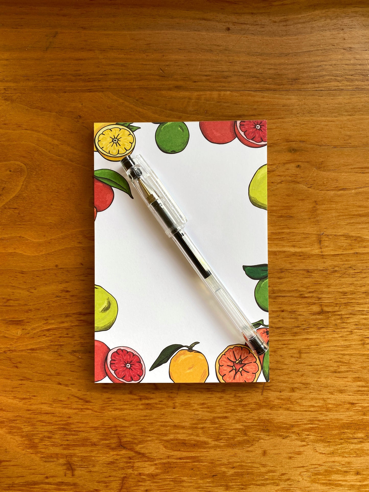 4" x 6" blank notepad with citrus illustrations.