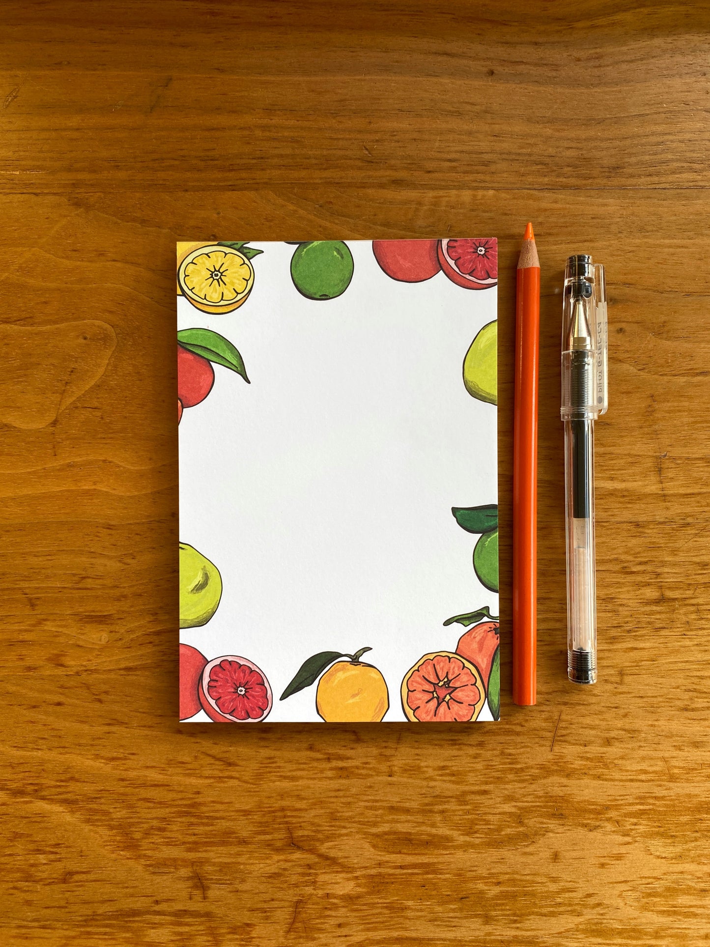 4" x 6" blank notepad with citrus illustrations.