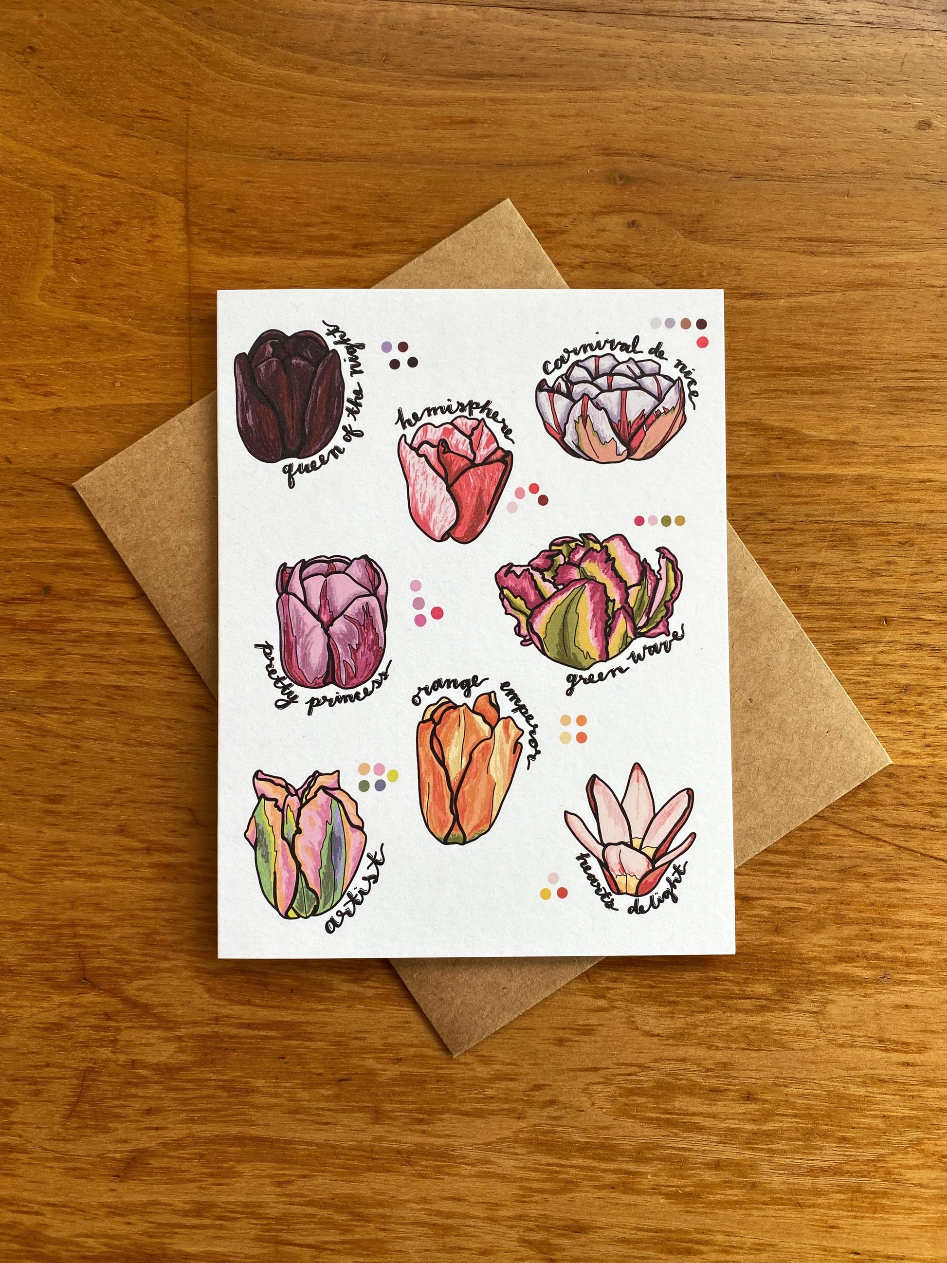 Illustrated Tulip variety greeting card