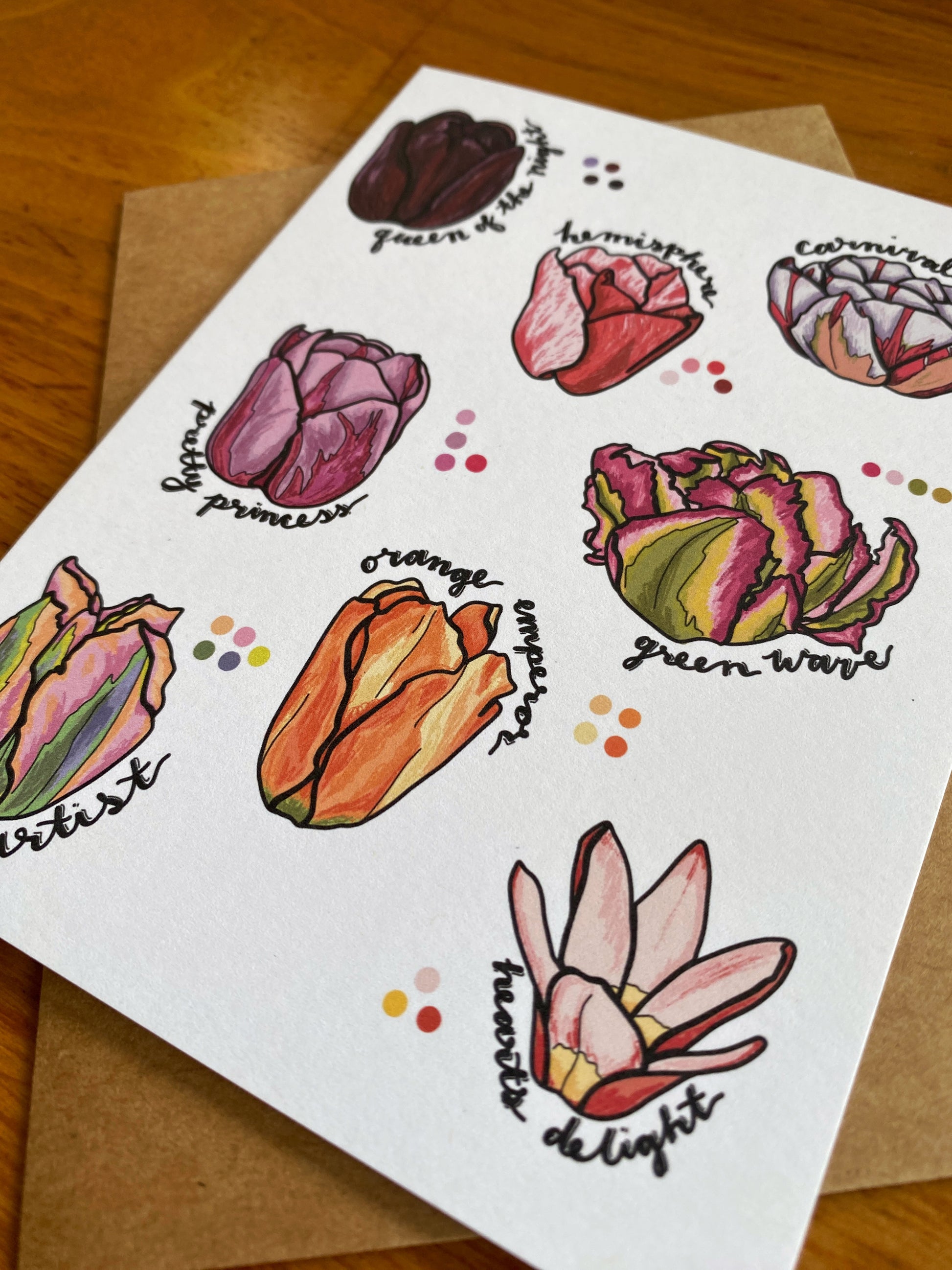 Illustrated Tulip variety greeting card