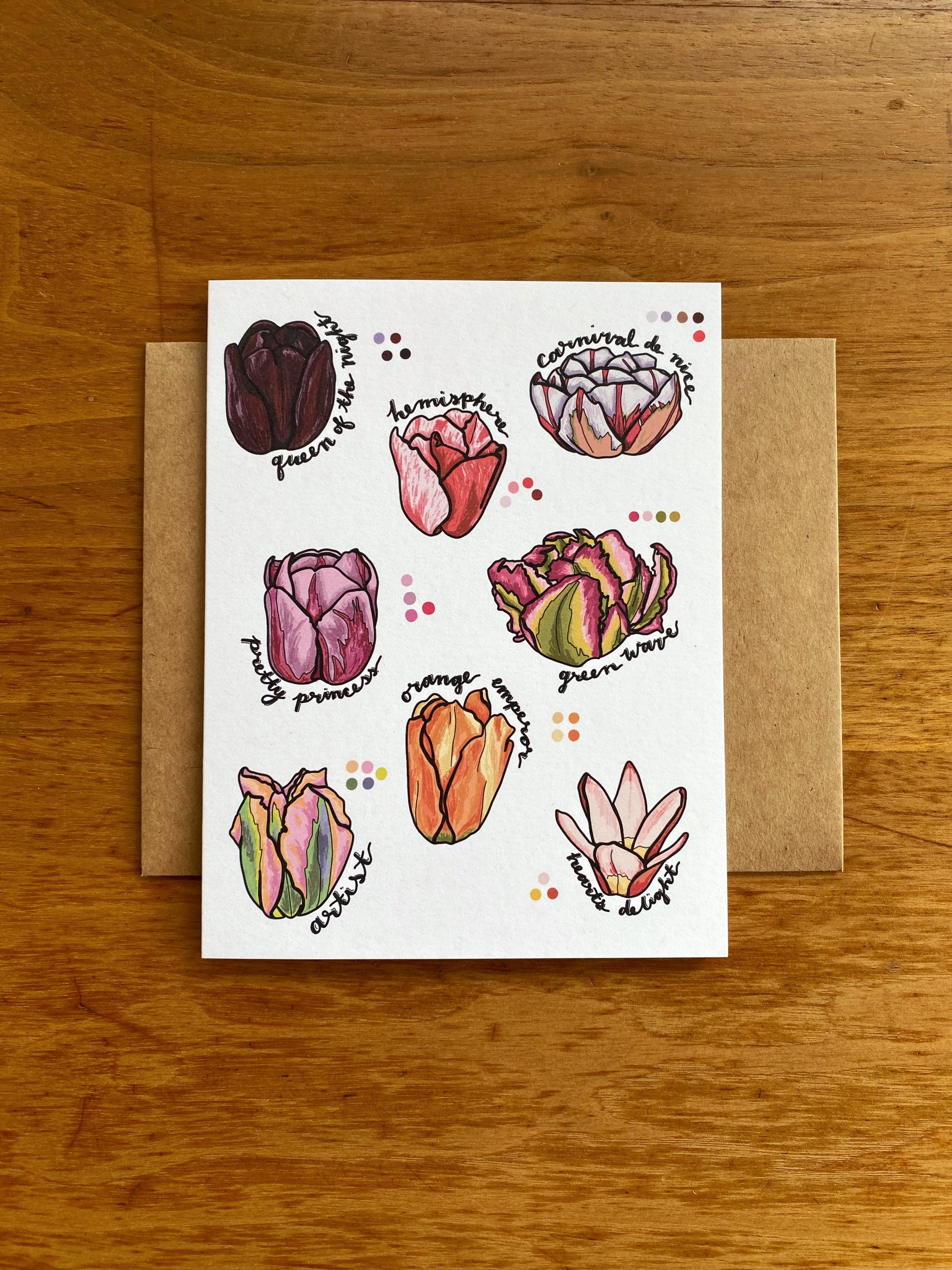 Illustrated Tulip variety greeting card