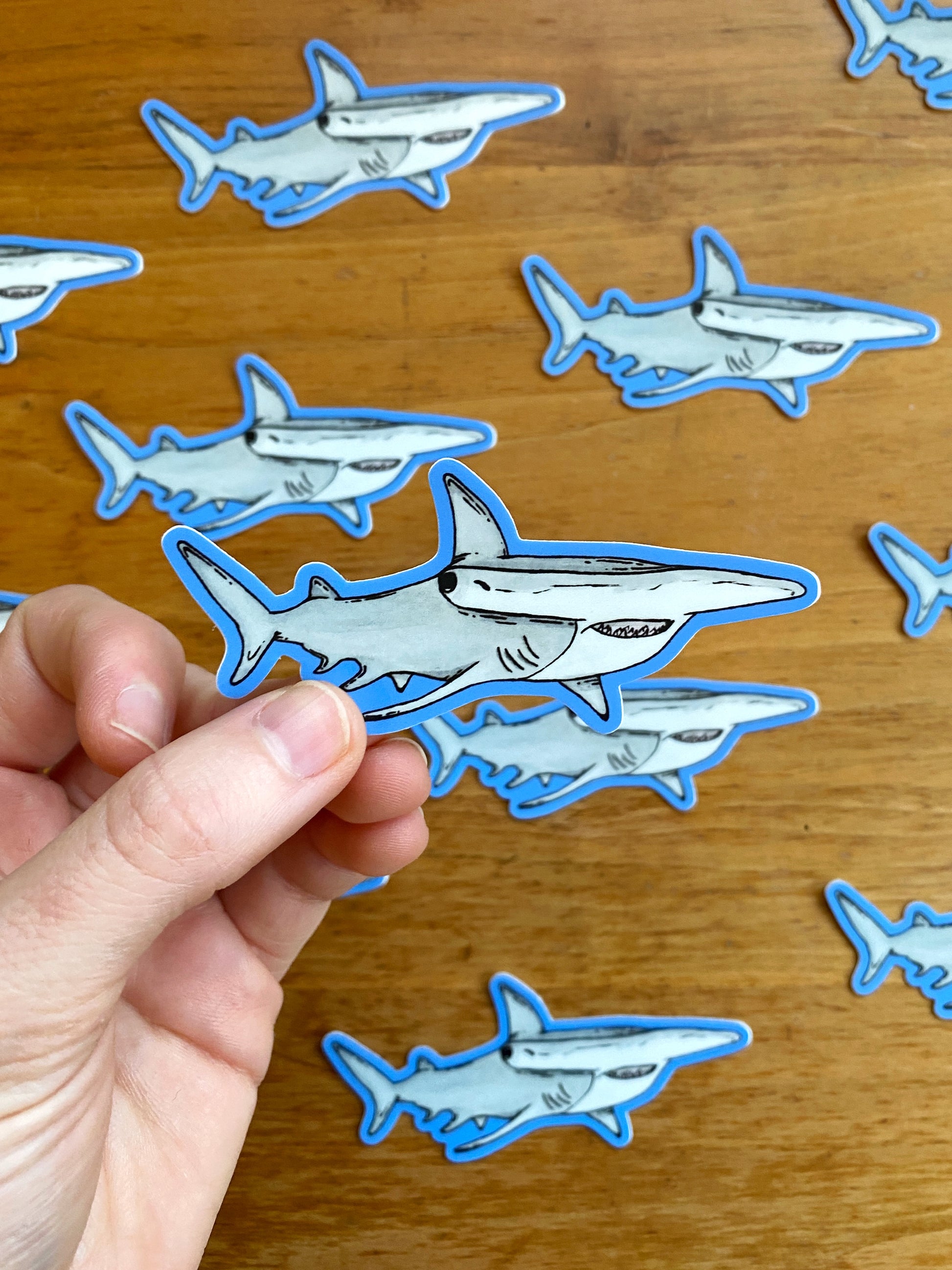 Watercolor hammerhead shark sticker