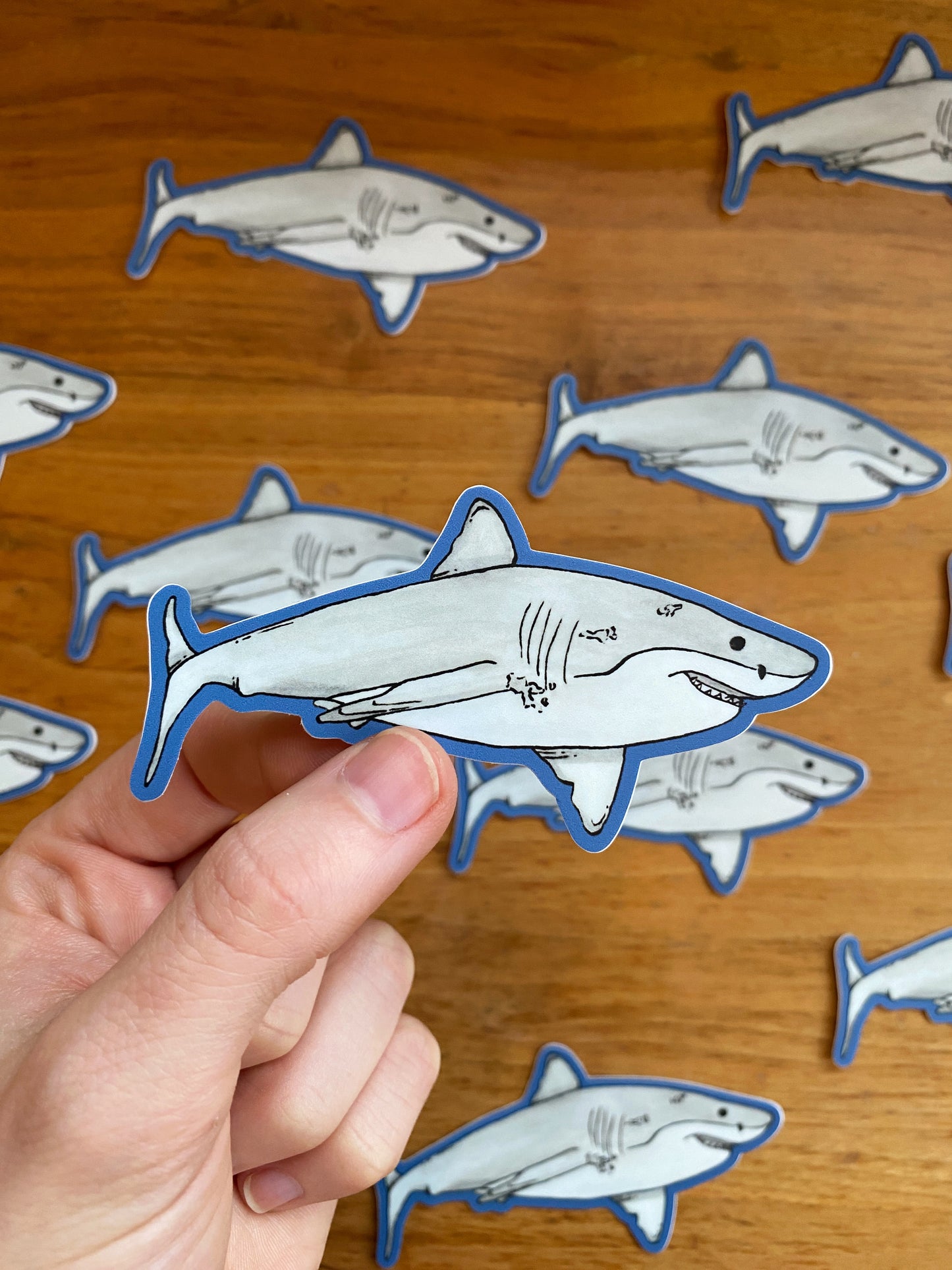 Watercolor great white shark watercolor sticker.