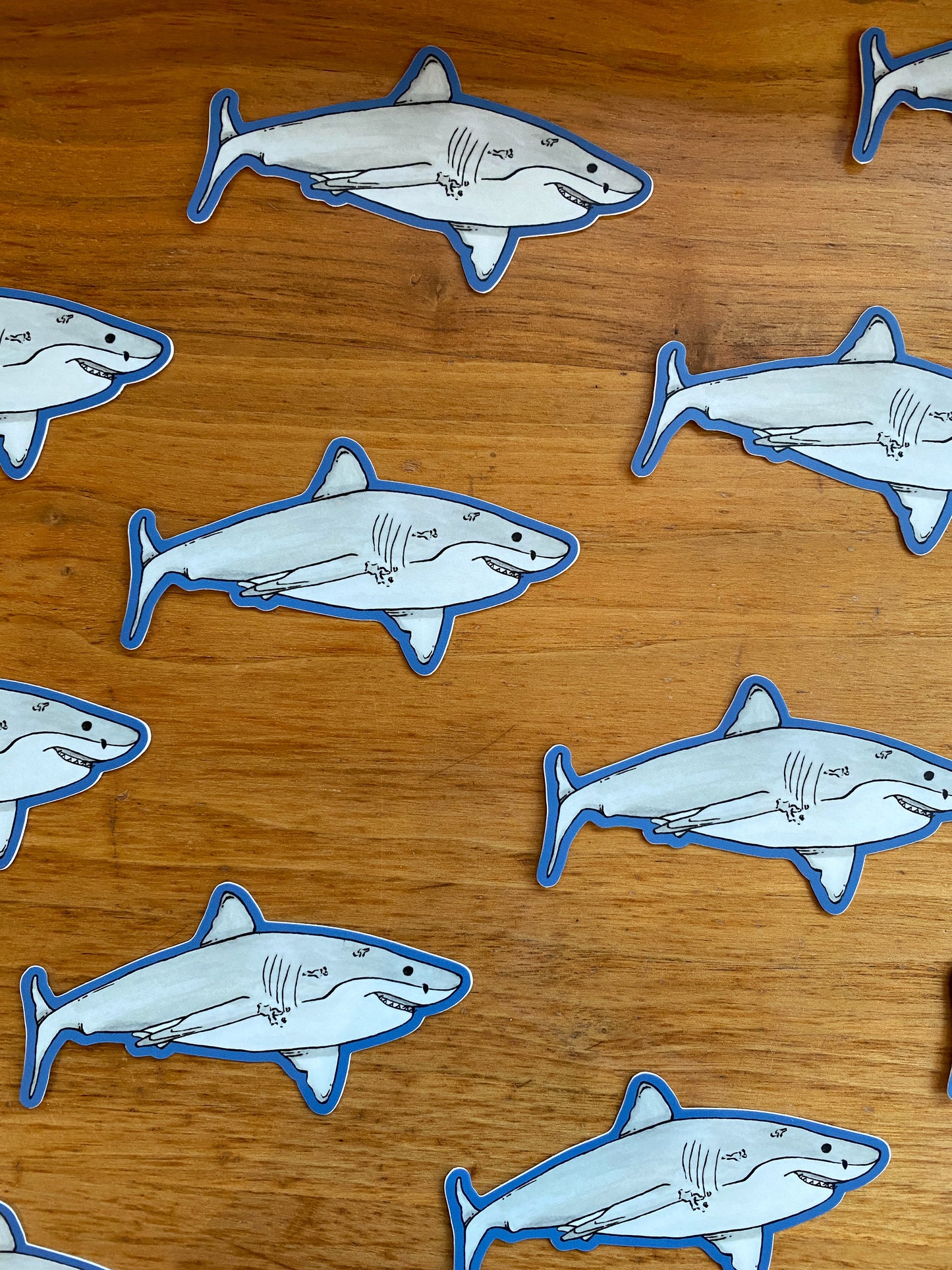 Watercolor great white shark watercolor sticker.