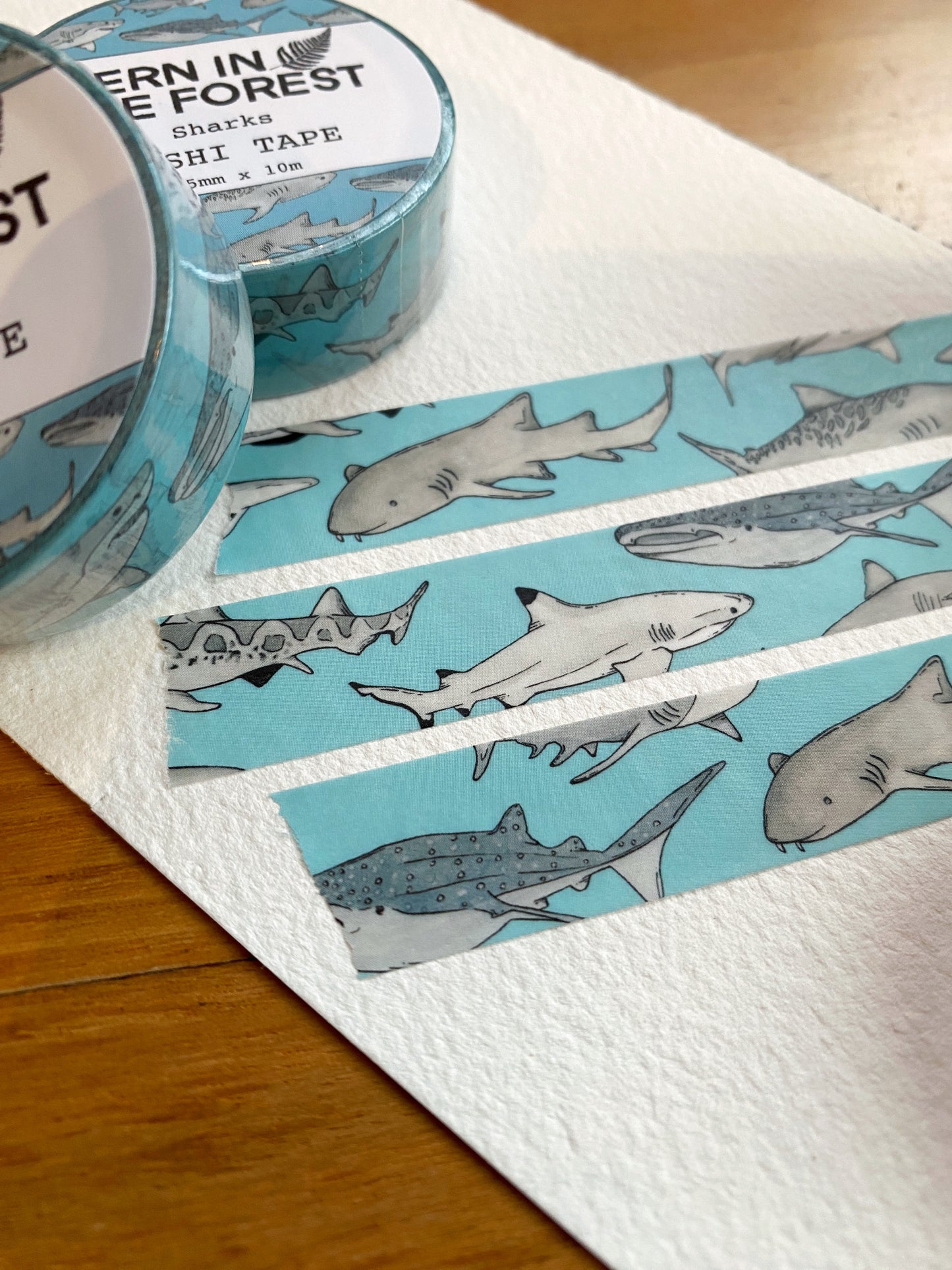 watercolor shark washi tape