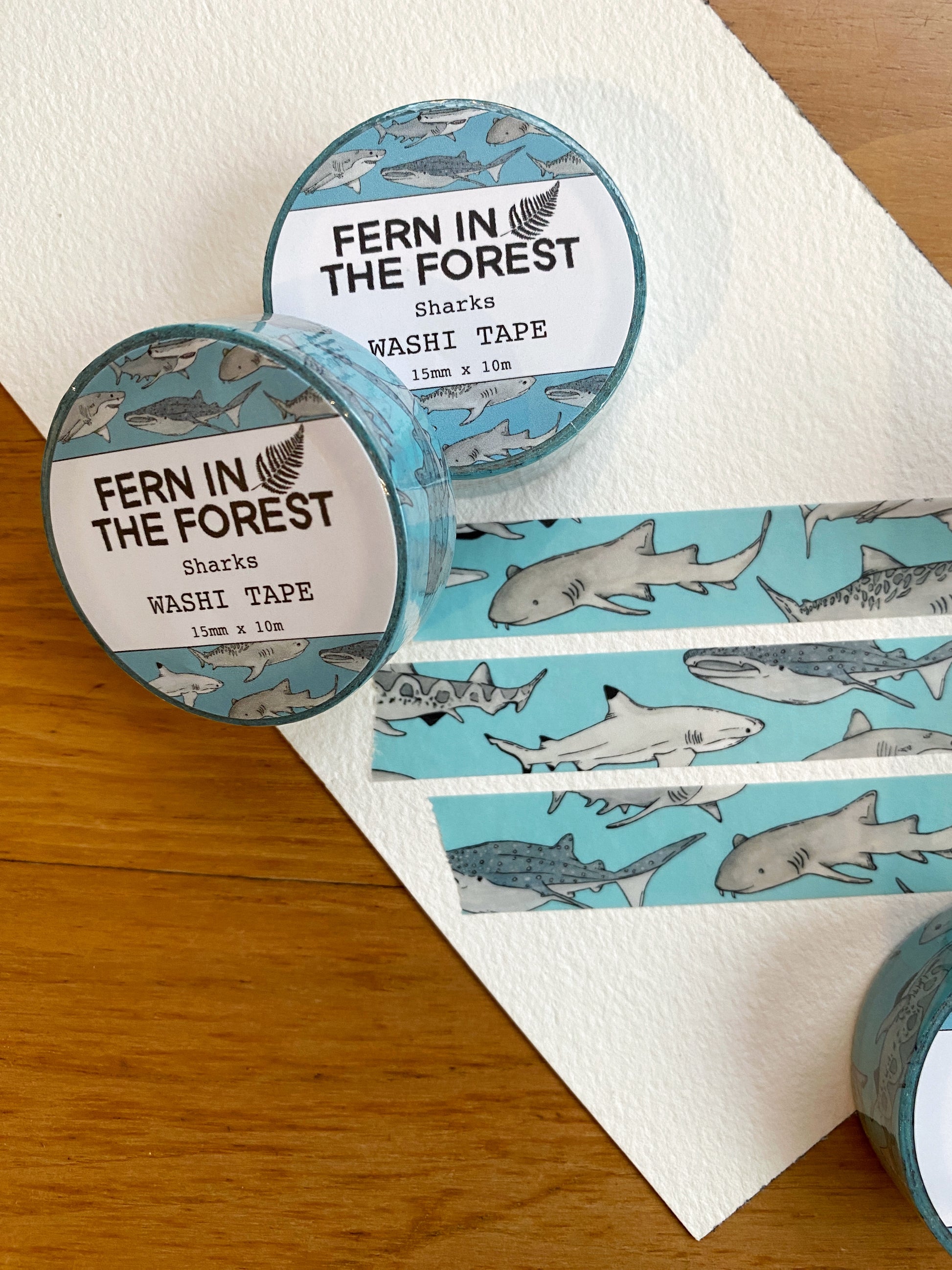 watercolor shark washi tape