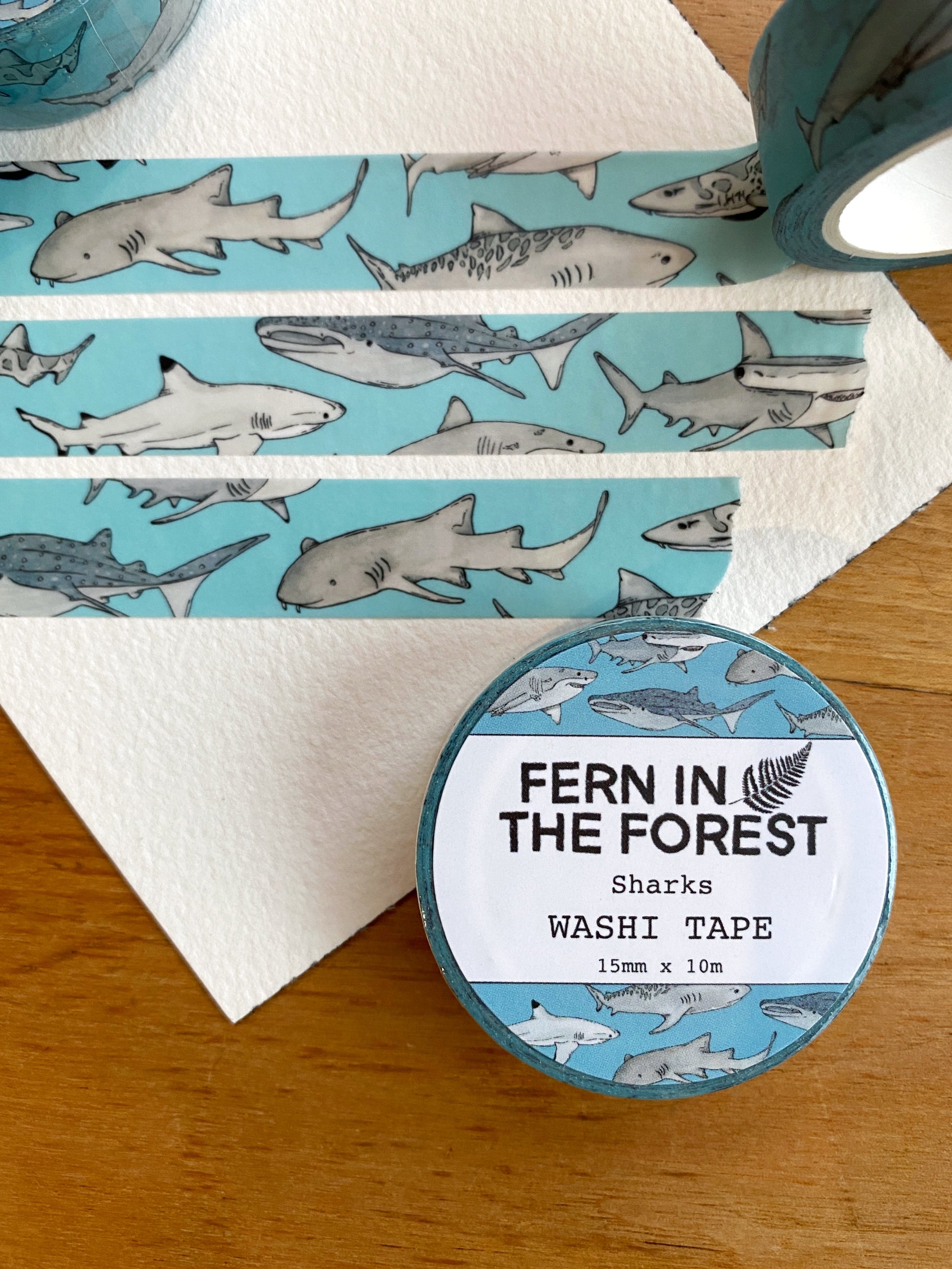 watercolor shark washi tape