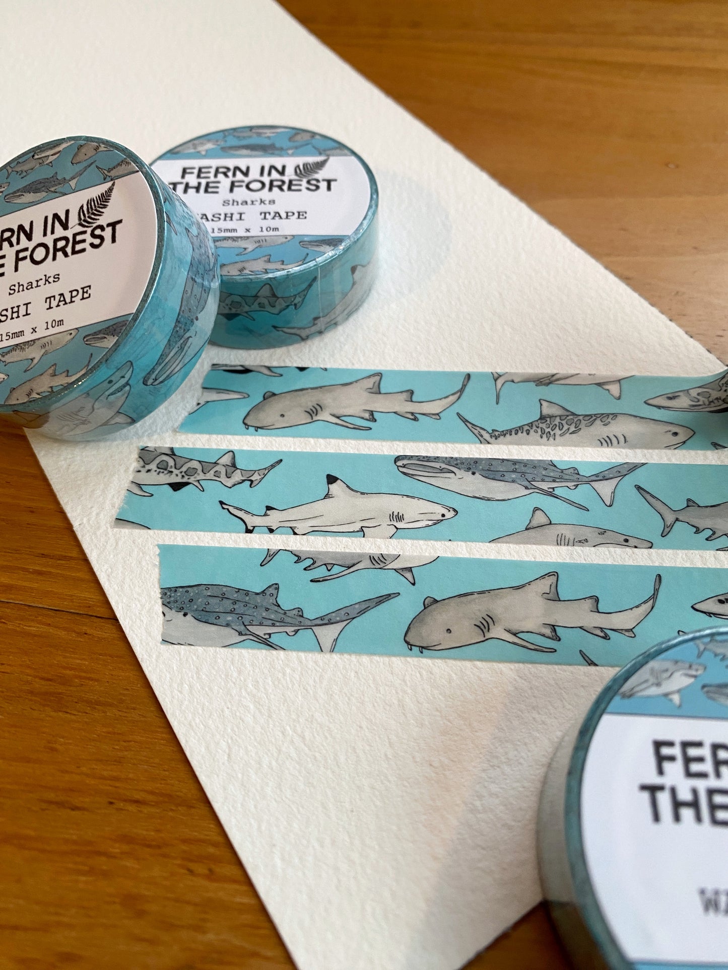 watercolor shark washi tape