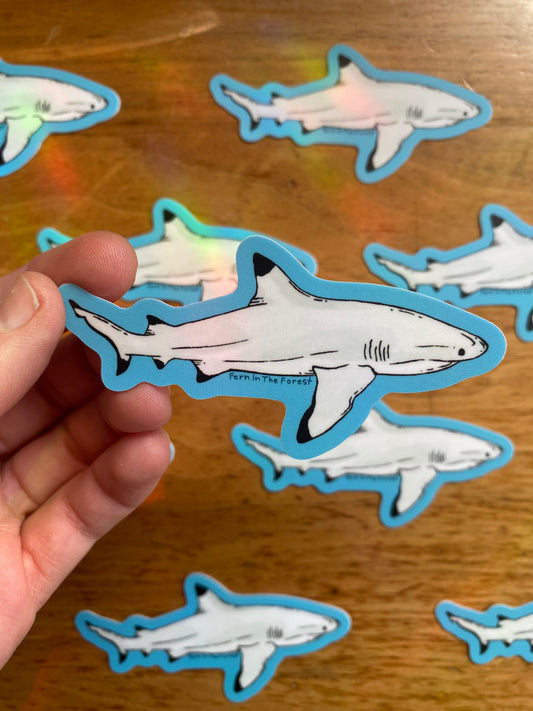 Blacktip Reef Shark Watercolor Sticker | 3.25" x 1.75"
