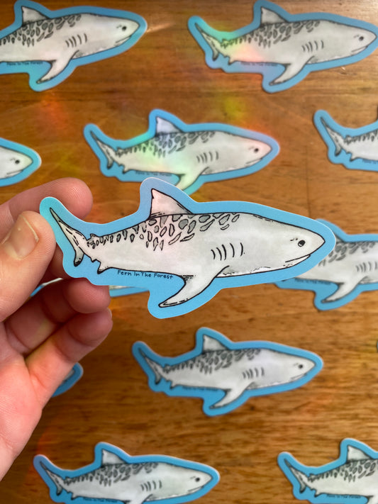 Tiger Shark Watercolor Sticker | 3.25" x 1.5"