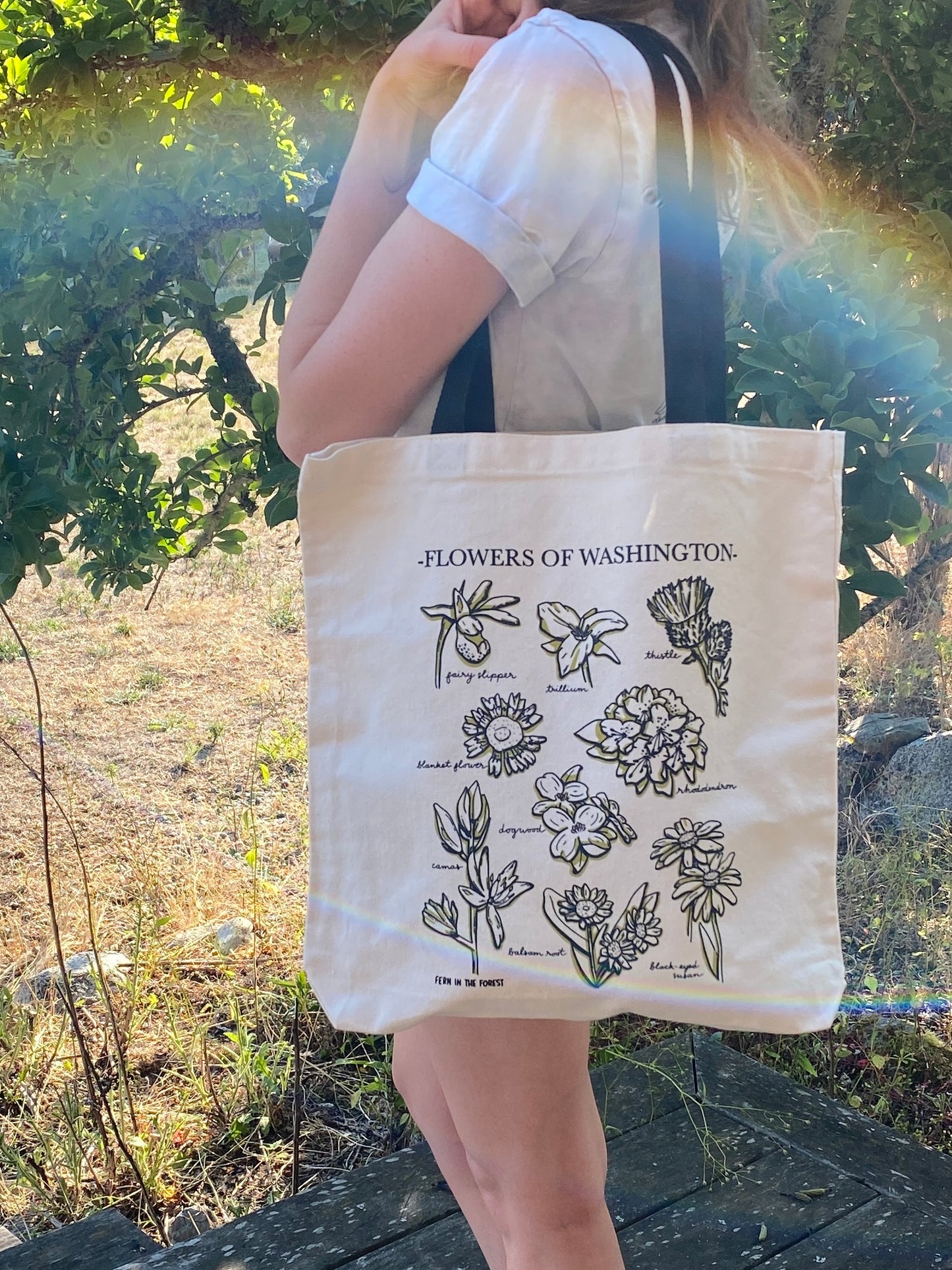 Washington Wildflower Screen Printed Cotton Tote Bag
