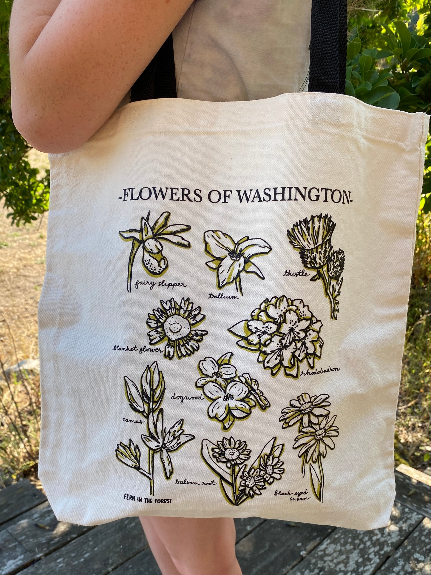 Washington Wildflower Screen Printed Cotton Tote Bag