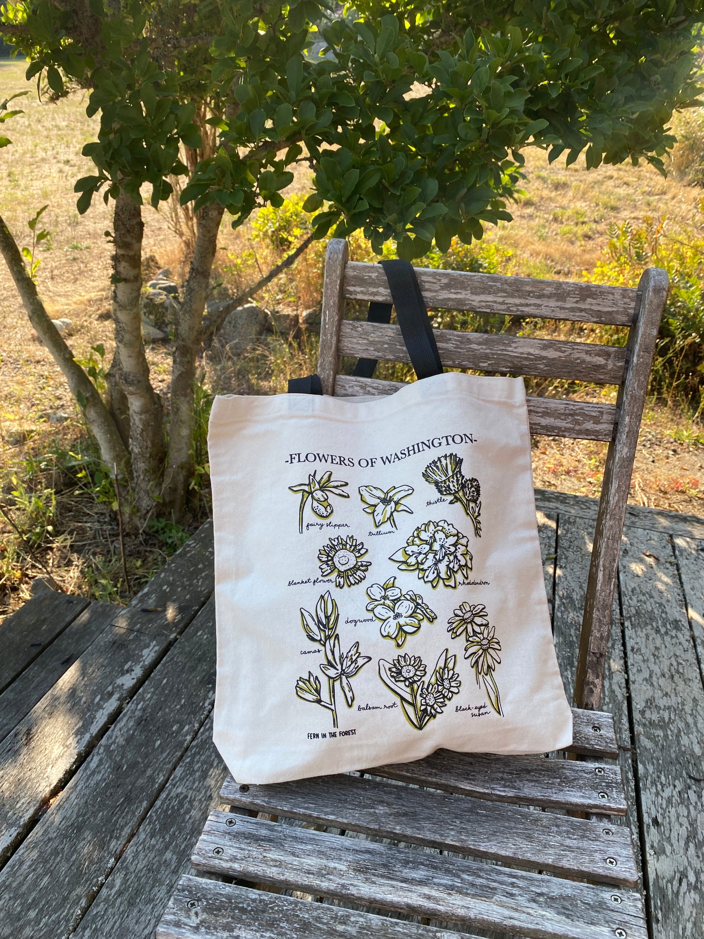 Washington Wildflower Screen Printed Cotton Tote Bag