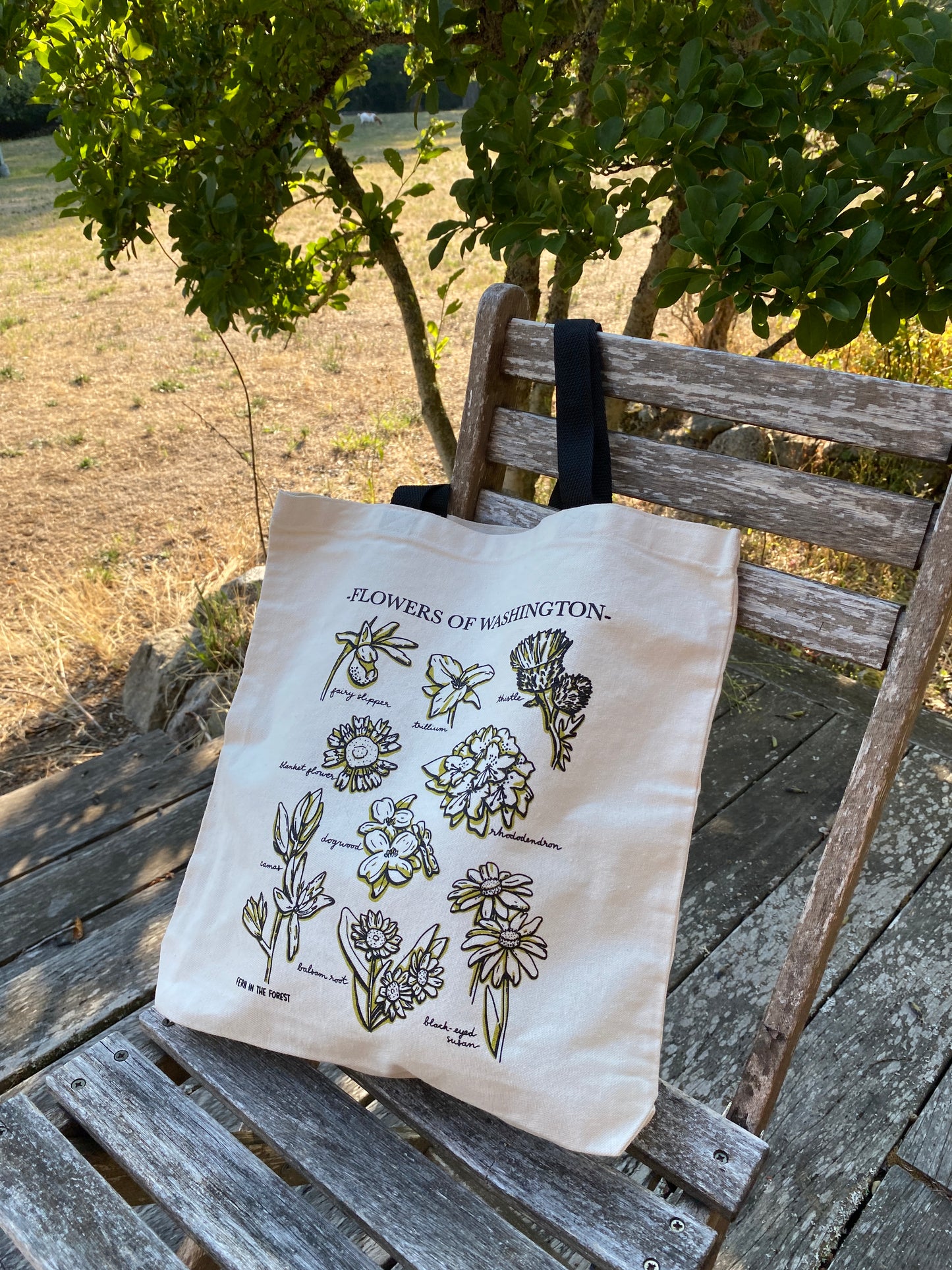 Washington Wildflower Screen Printed Cotton Tote Bag