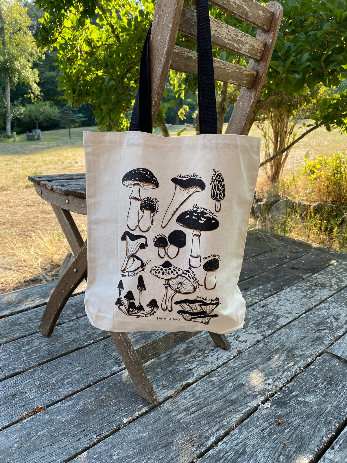 Mushroom Screen Printed Cotton Tote Bag