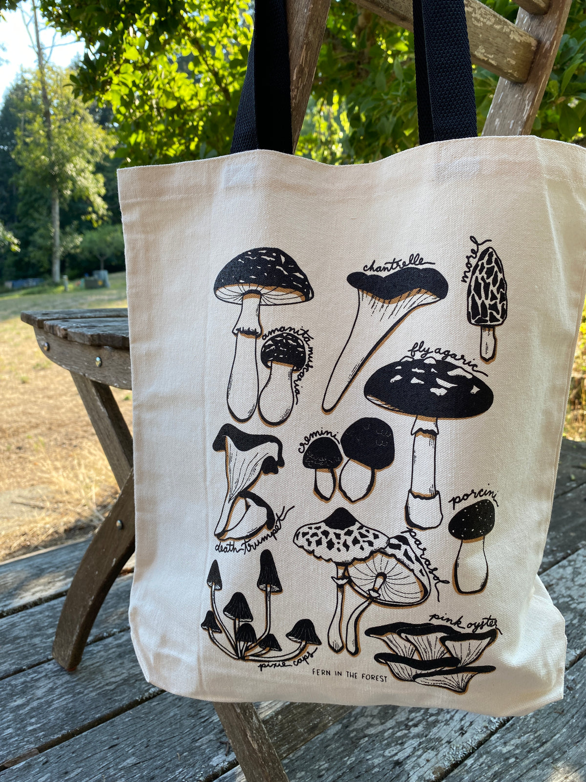 Mushroom Screen Printed Cotton Tote Bag