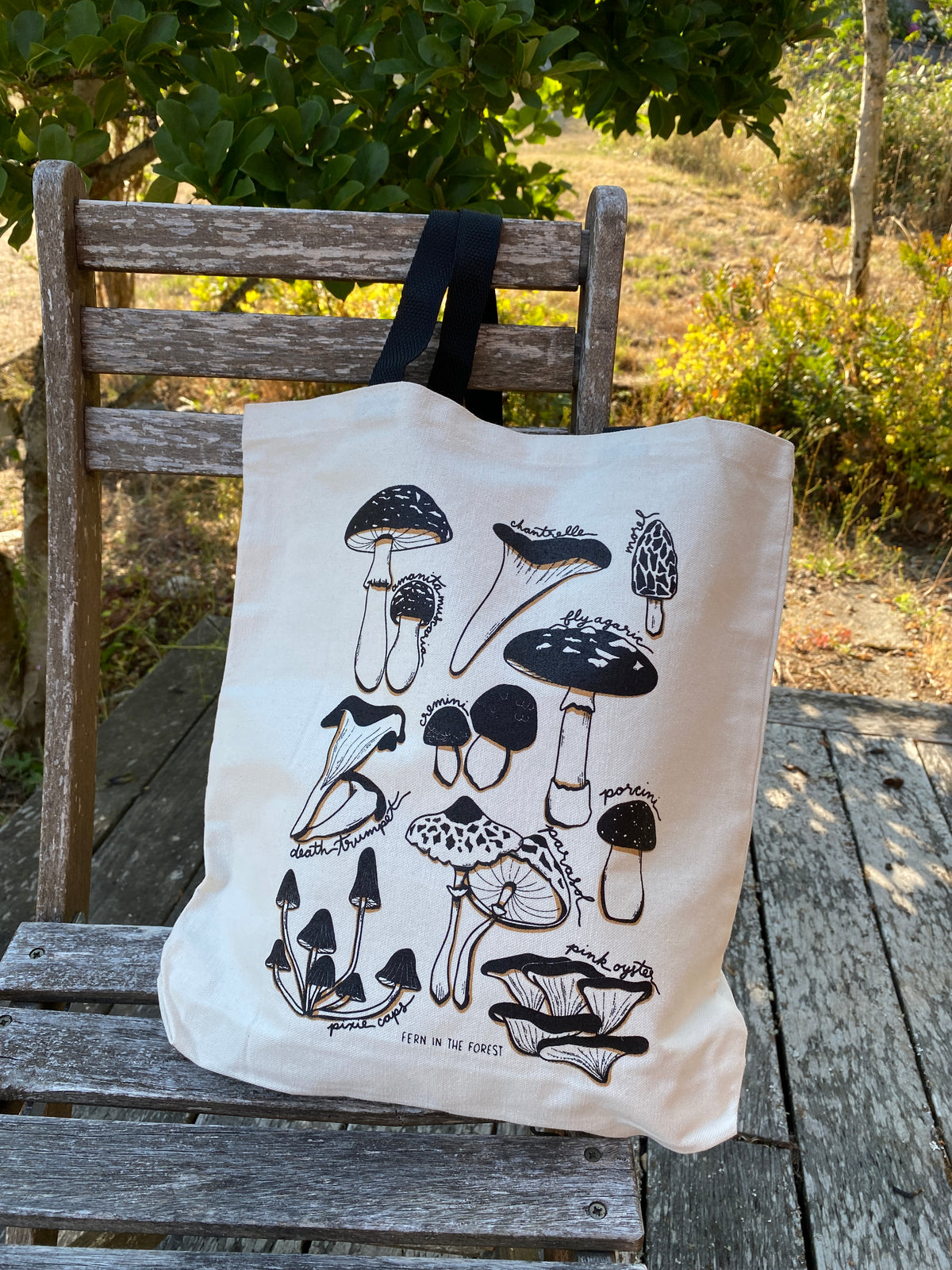 Mushroom Screen Printed Cotton Tote Bag