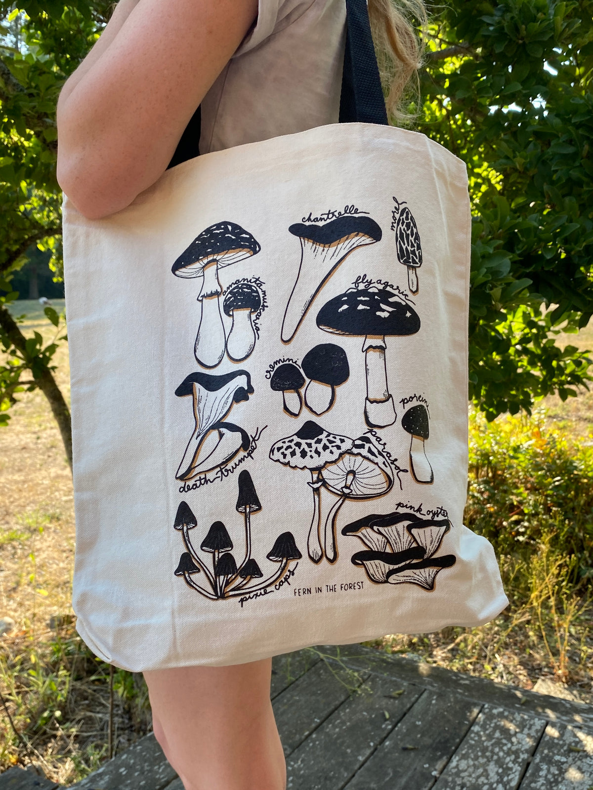 Mushroom Screen Printed Cotton Tote Bag