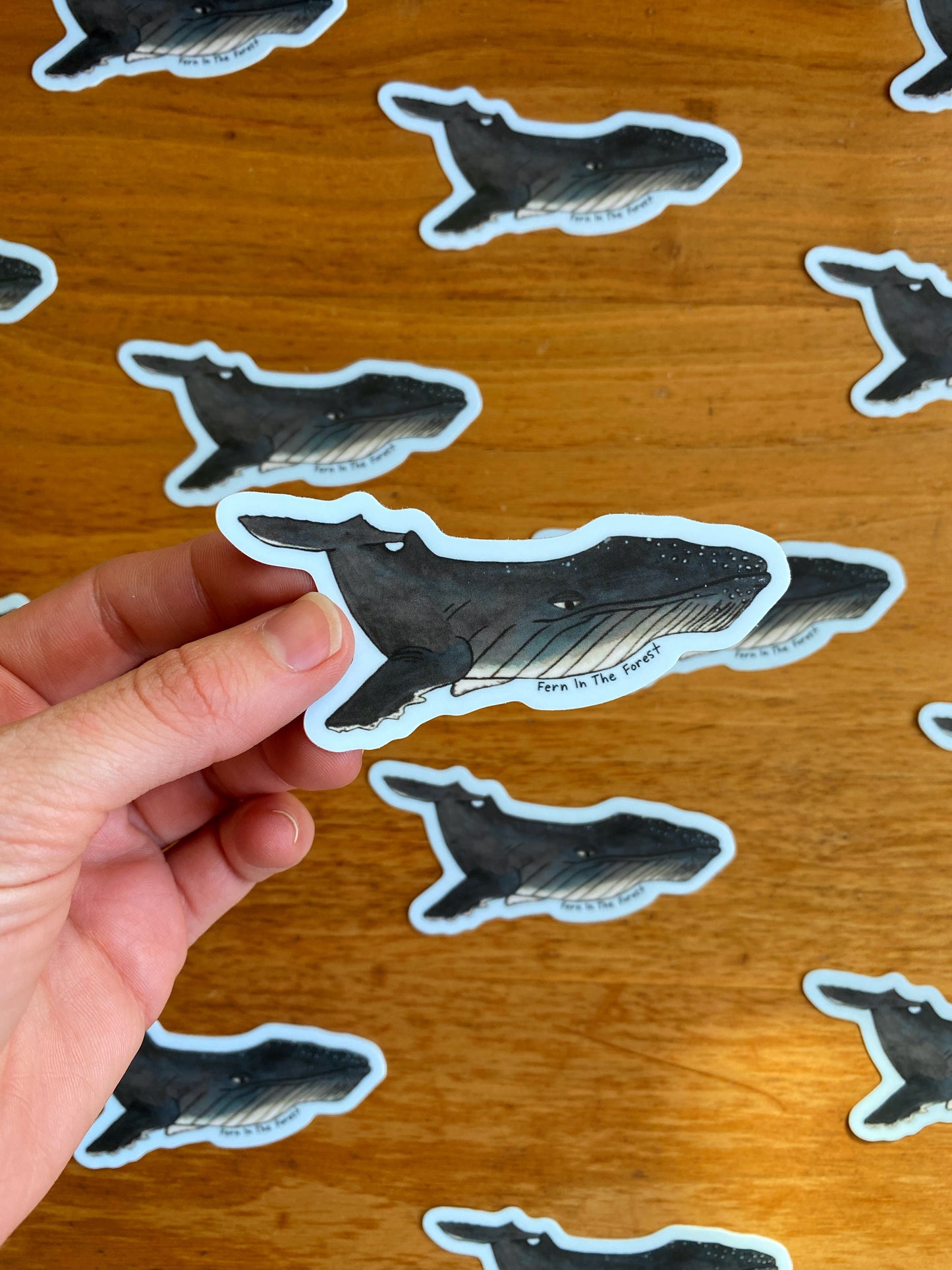 Humpback Whale Watercolor Sticker | 3.76" x 1.75"