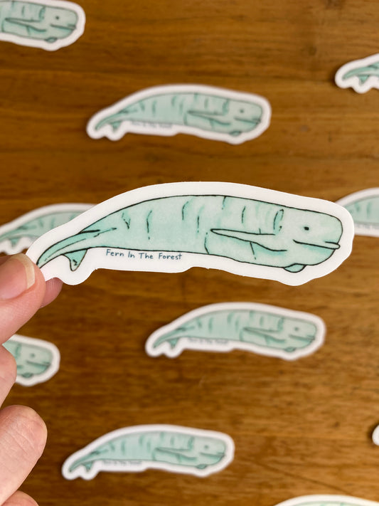 Beluga Whale Watercolor Sticker | 3.25" x 1.1"