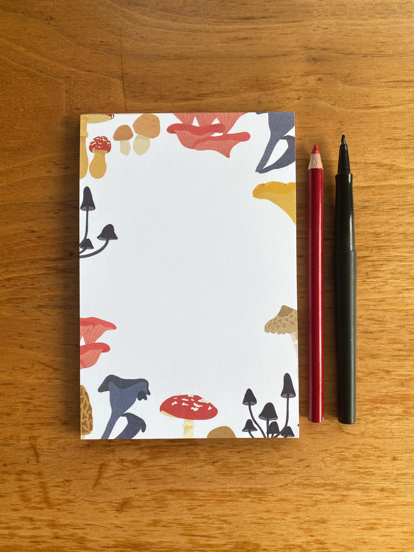 4" x 6" blank notepad with mushrooms on it