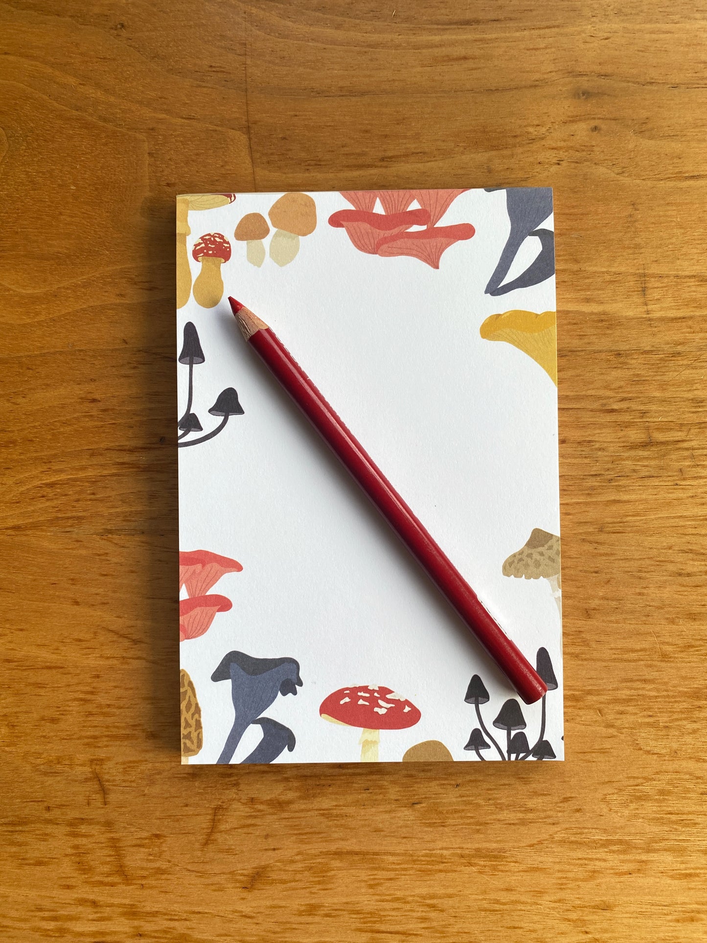 4" x 6" blank notepad with mushrooms on it