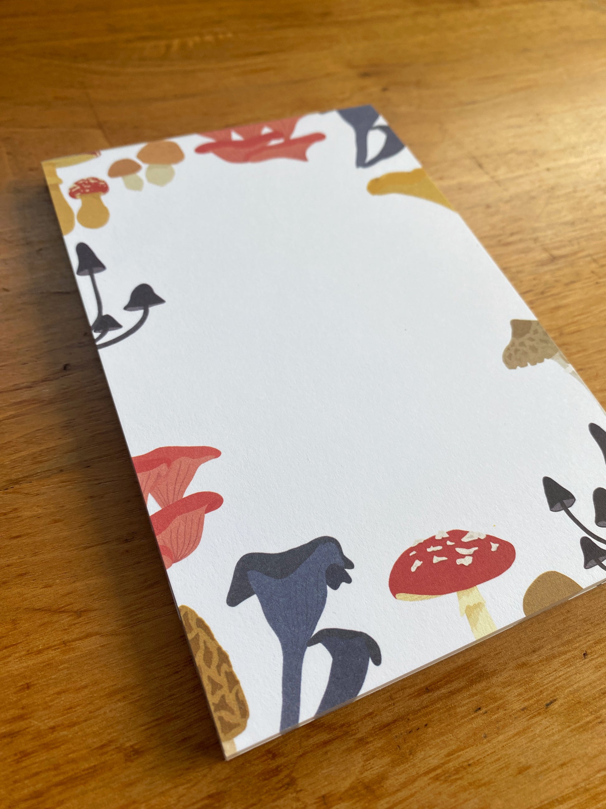 4" x 6" blank notepad with mushrooms on it