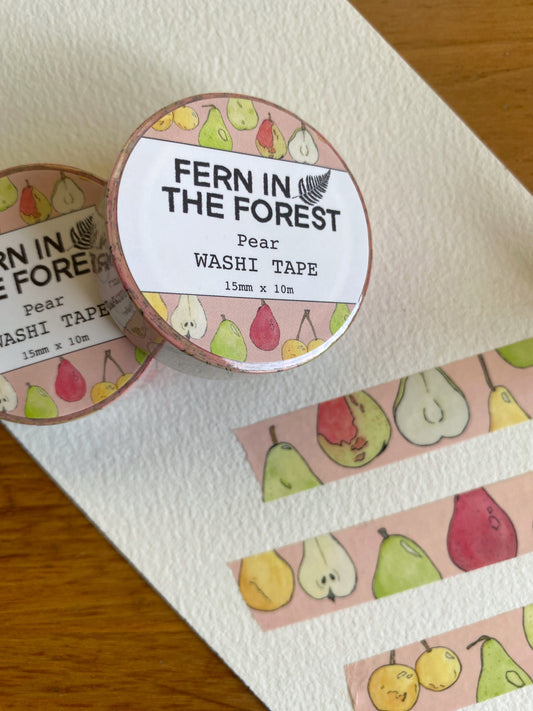 watercolor pear washi tape