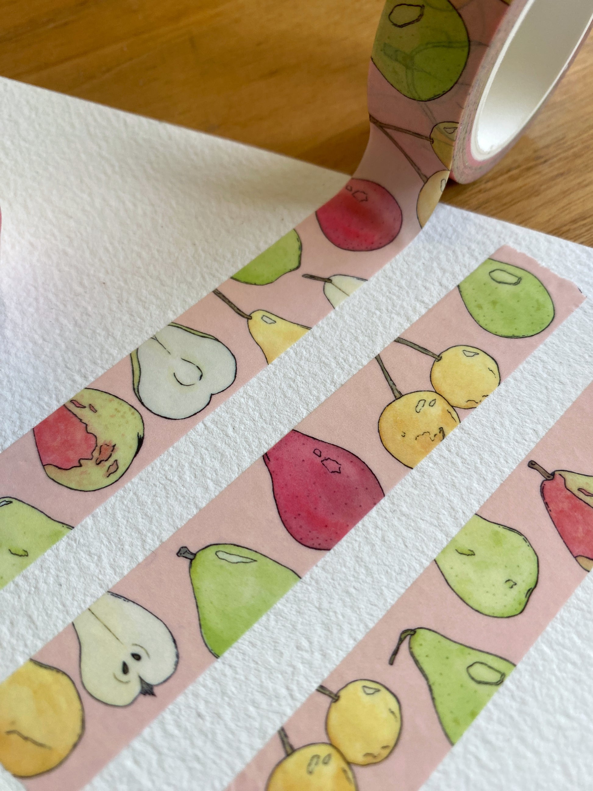 watercolor pear washi tape