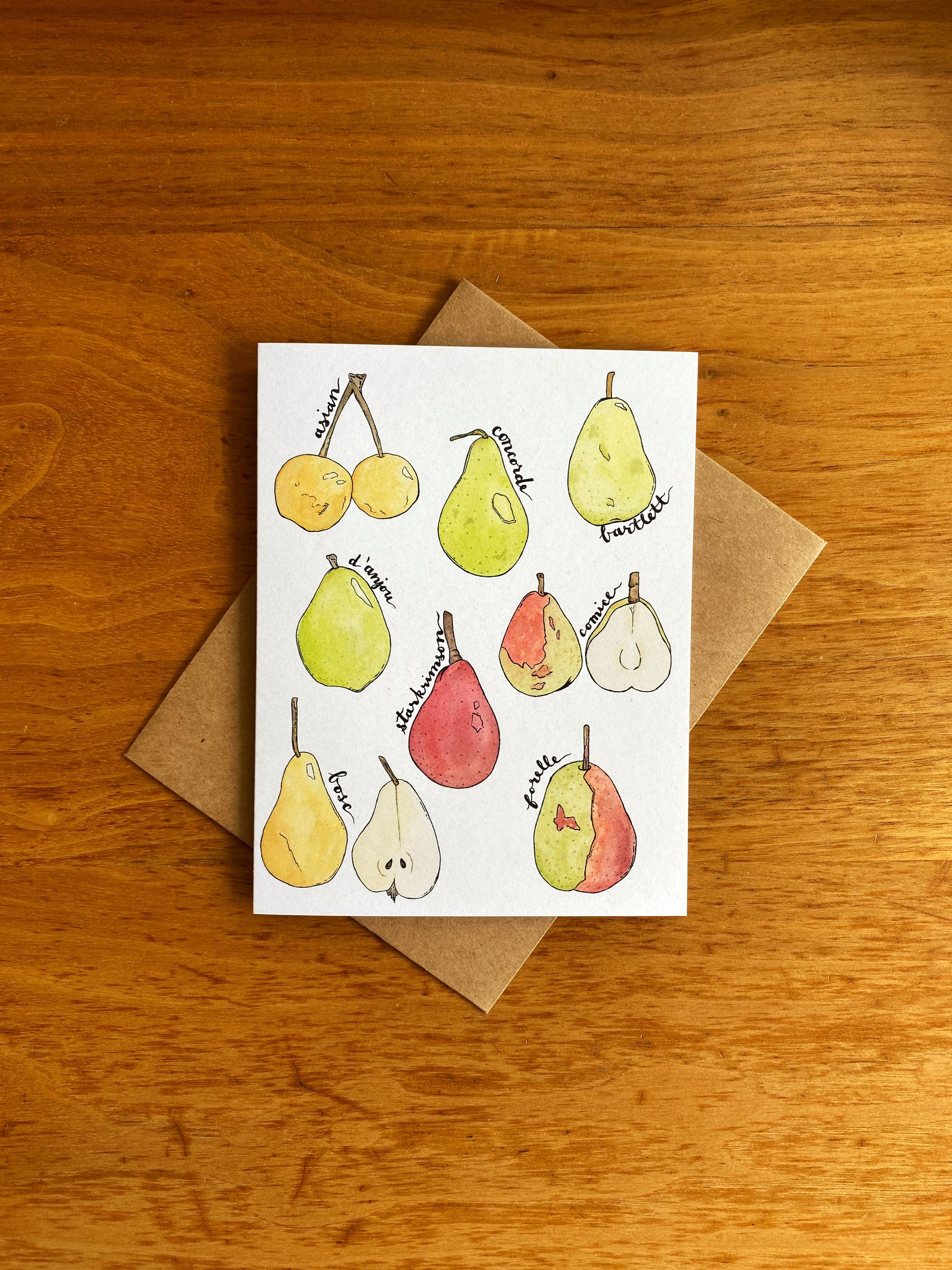 watercolor pear greeting card