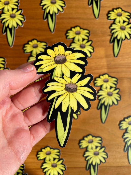 Waterproof black eyed susan flower sticker