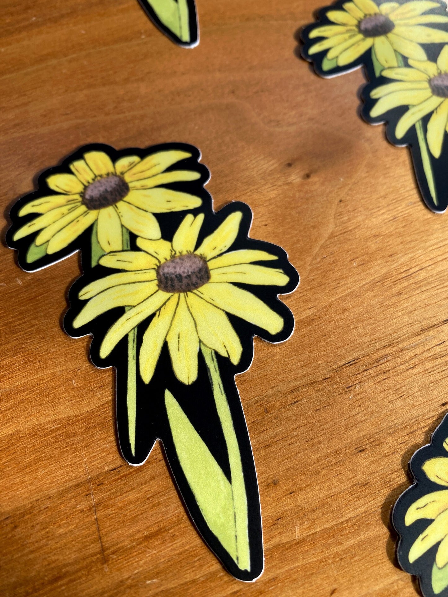 Waterproof black eyed susan flower sticker